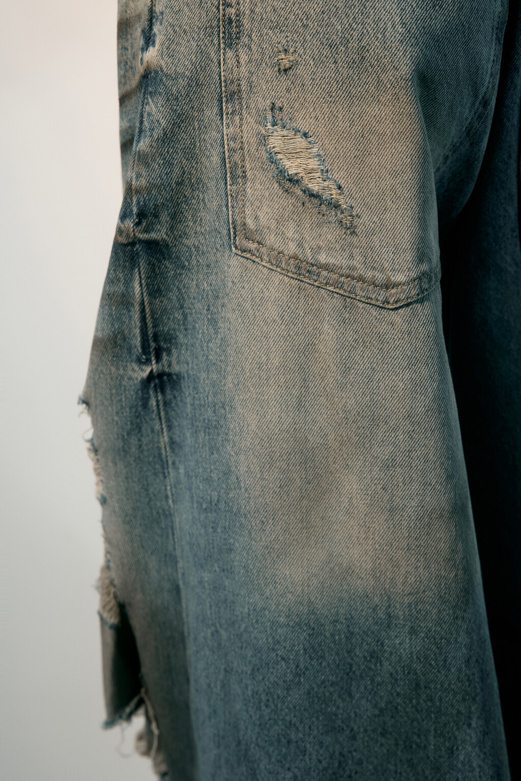 Джинсы baggy fit с состаренным эффектом - цвет синий - 6