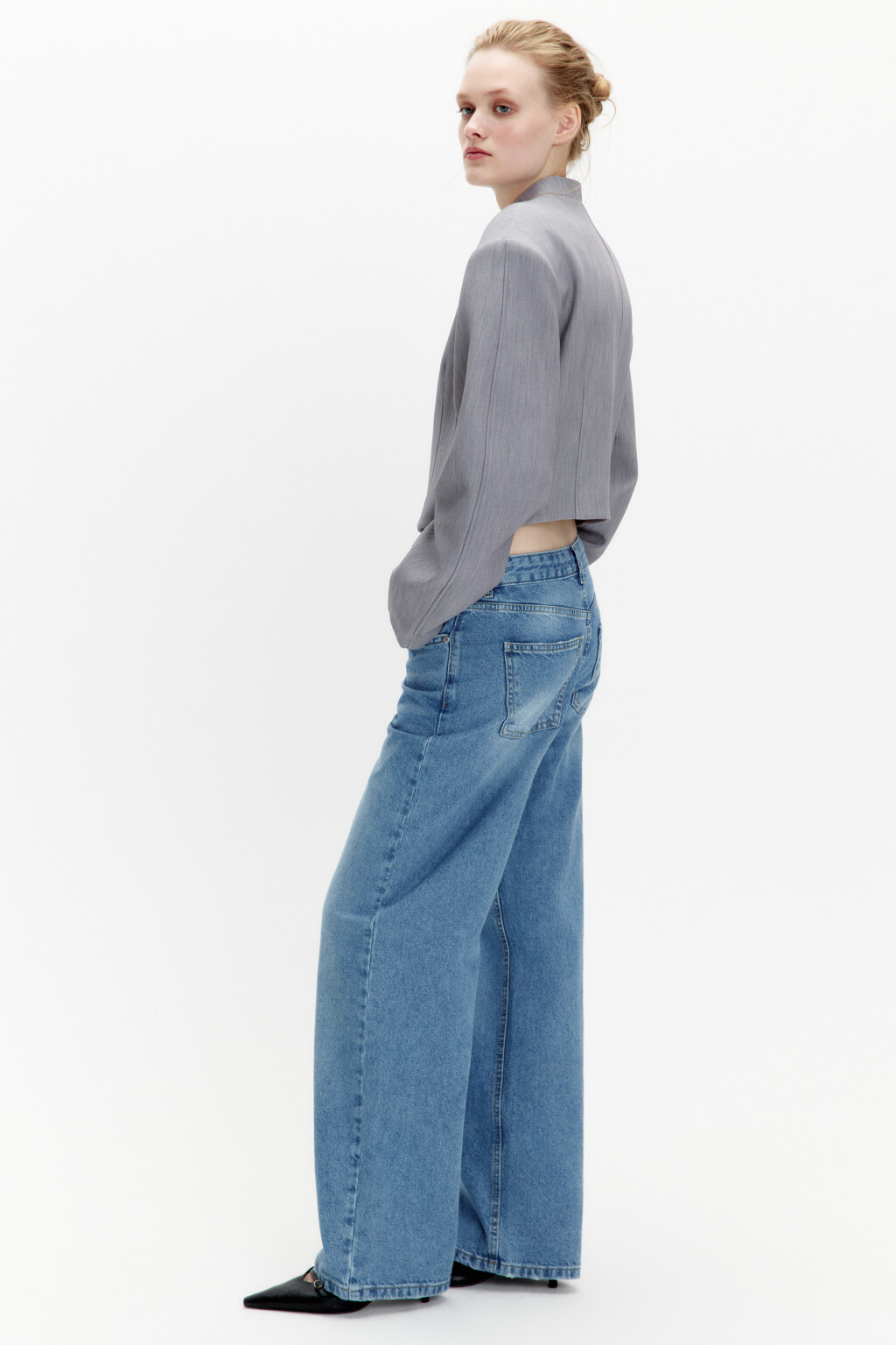 Джинсы wide leg широкие с низкой посадкой - цвет голубой - 2