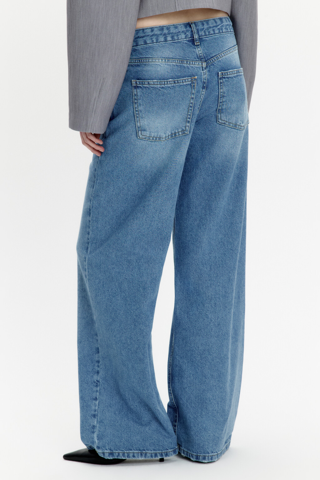 Джинсы wide leg широкие с низкой посадкой - цвет голубой - 4