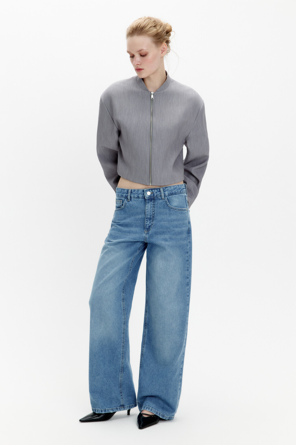 Джинсы wide leg широкие с низкой посадкой - цвет голубой - 5