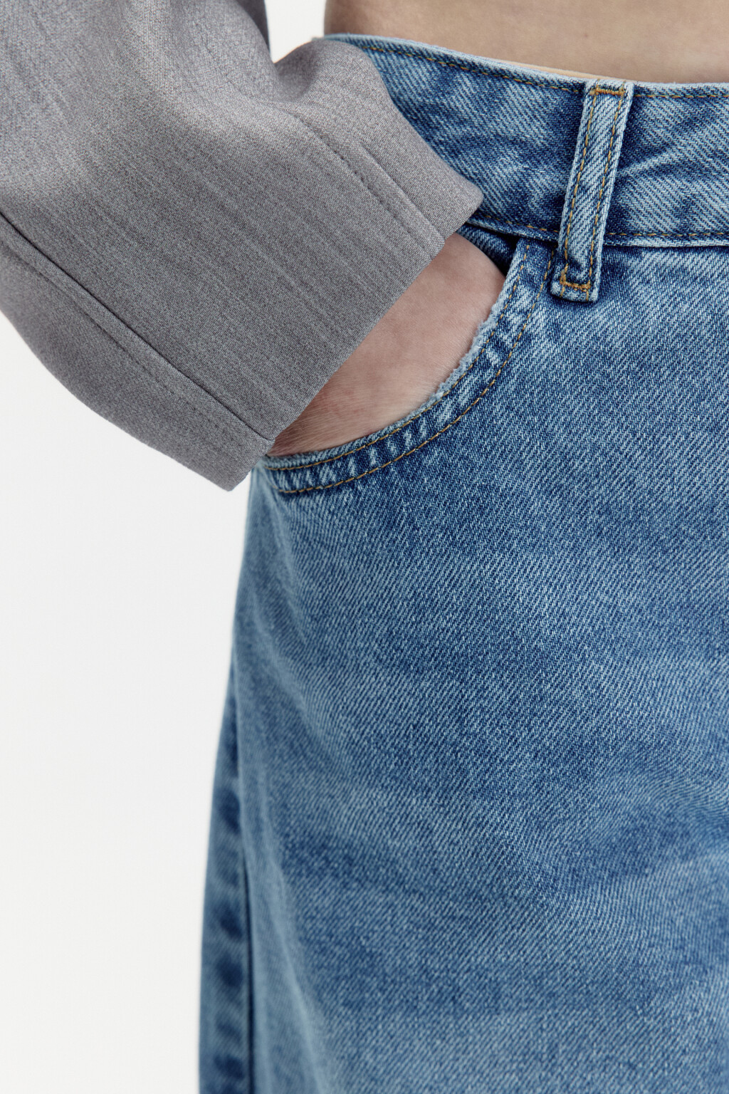 Джинсы wide leg широкие с низкой посадкой - цвет голубой - 7