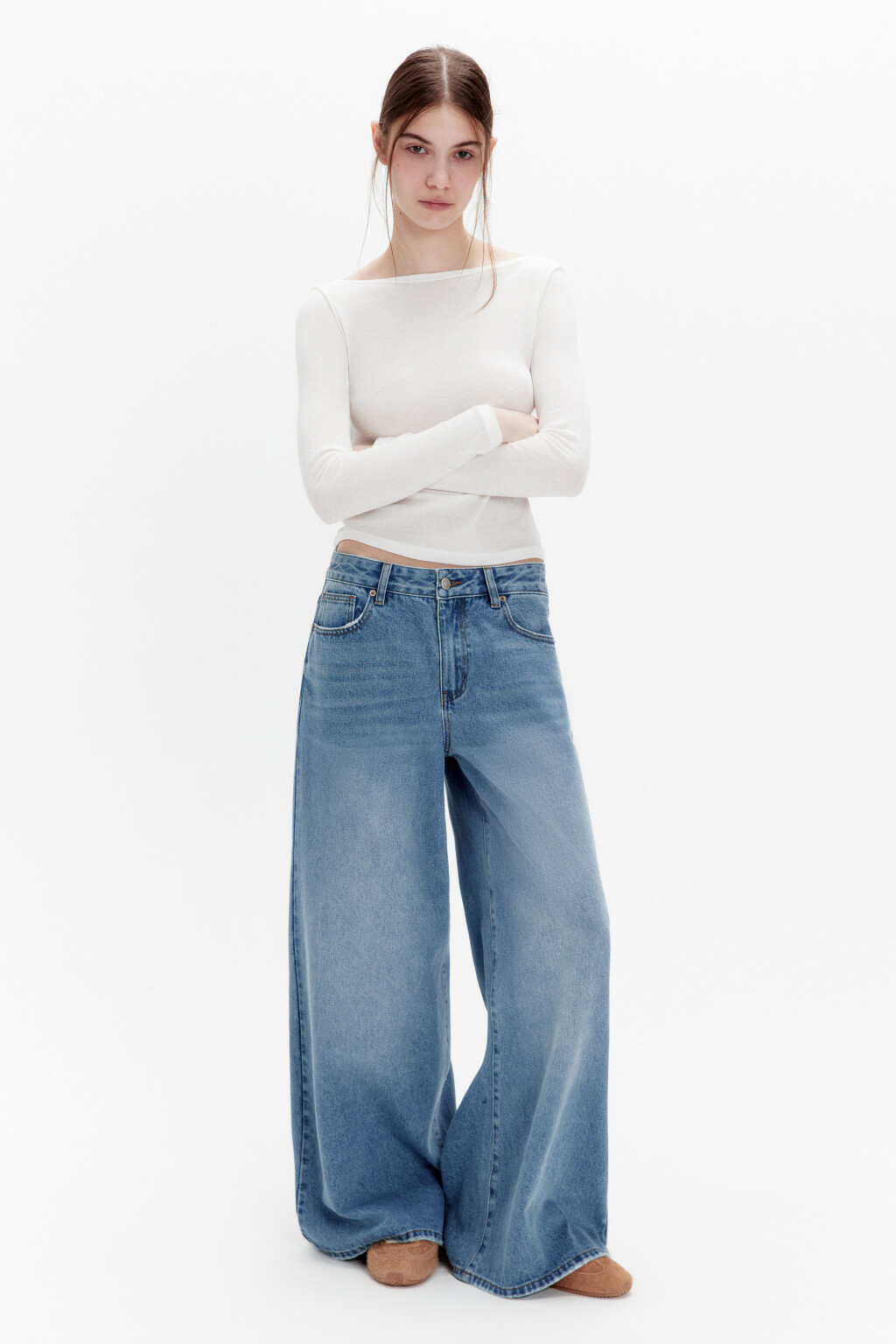 Джинсы baggy fit со средней посадкой - цвет голубой - 4