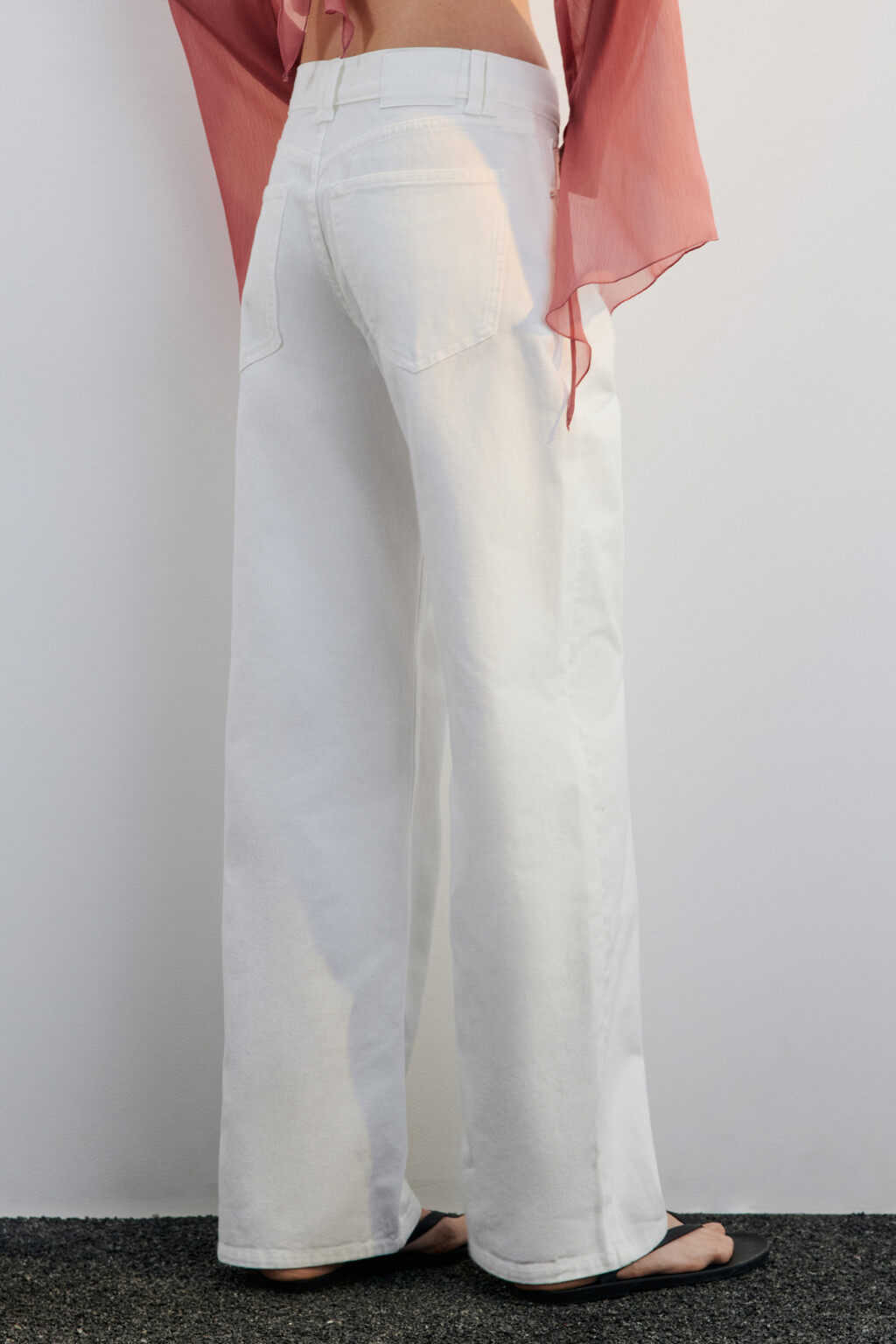 Джинсы wide leg широкие со средней посадкой - цвет белый - 3