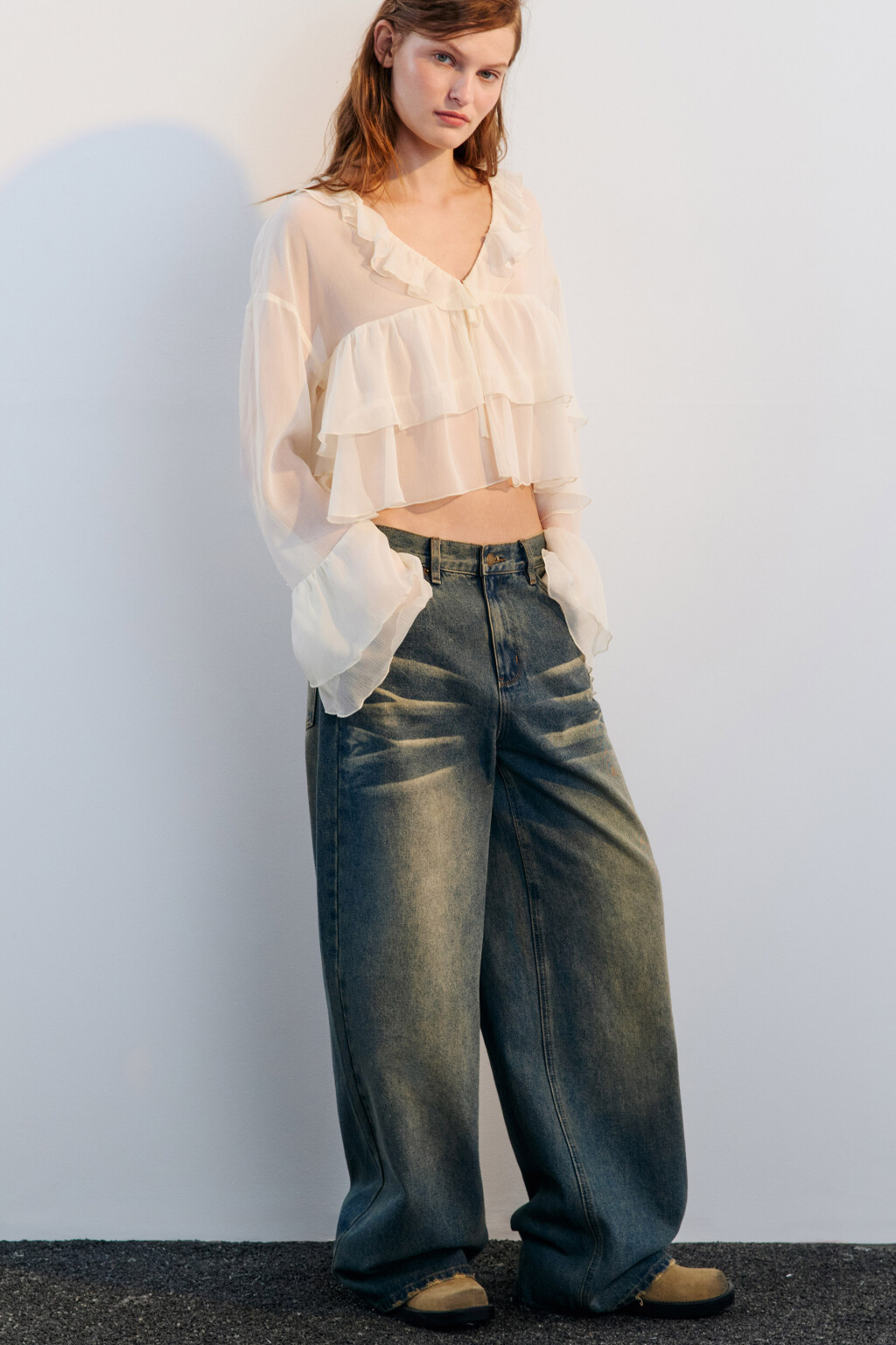 Джинсы baggy fit с низкой посадкой - цвет синий - 1