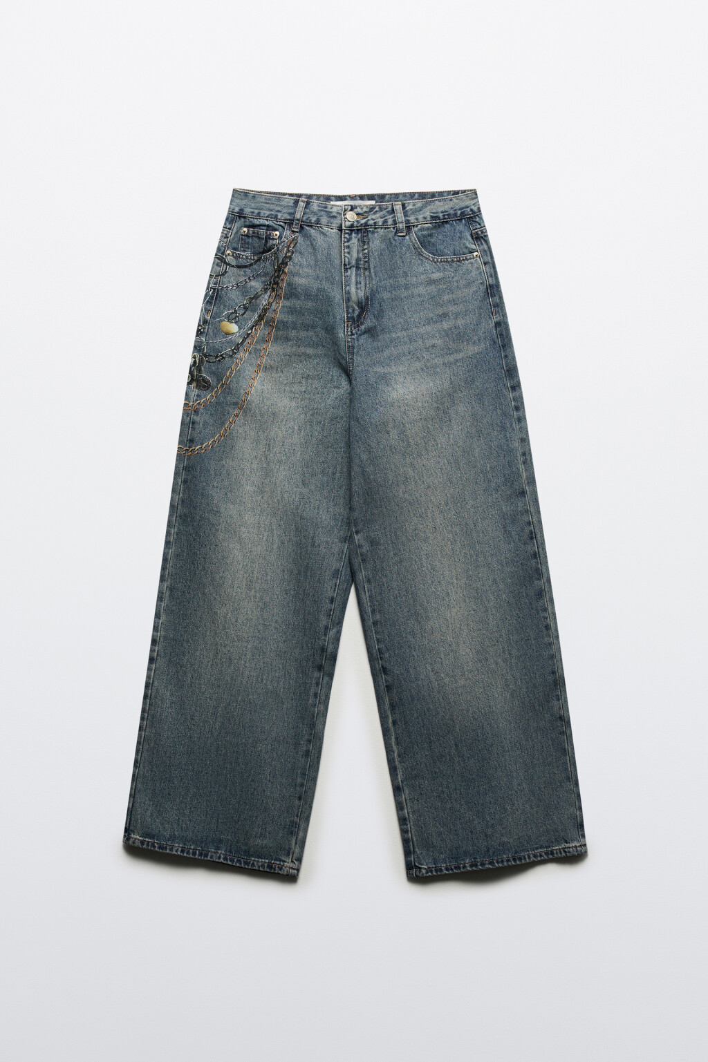 Джинсы baggy fit с принтом-обвесом - цвет синий - 7