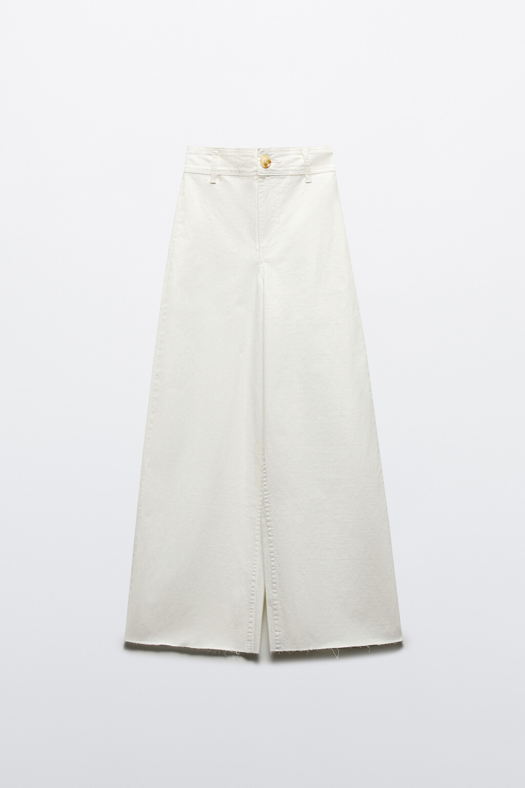 Джинсы широкие укороченные с открытыми срезами - цвет белый - 7