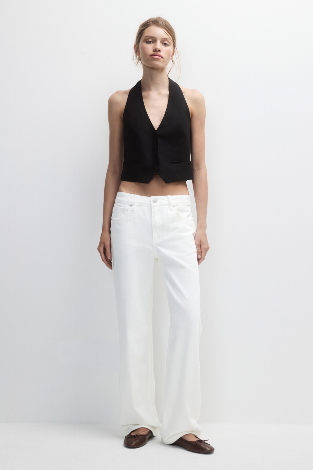 Джинсы прямые со средней посадкой - цвет белый - 5