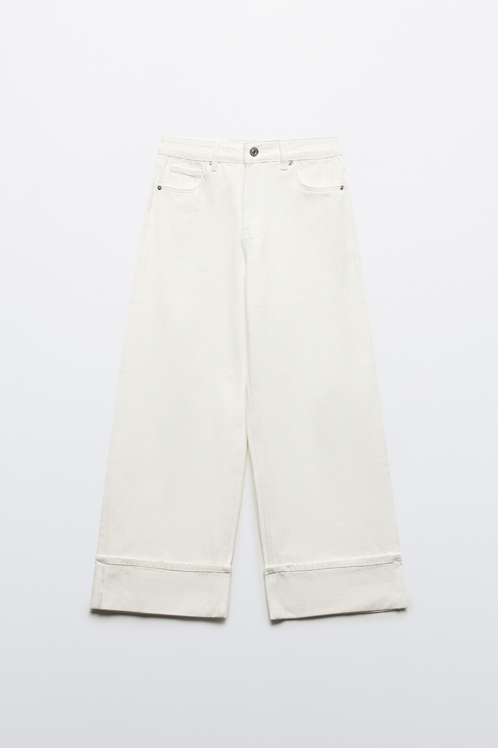 Джинсы wide leg широкие с подворотами - цвет белый - 7