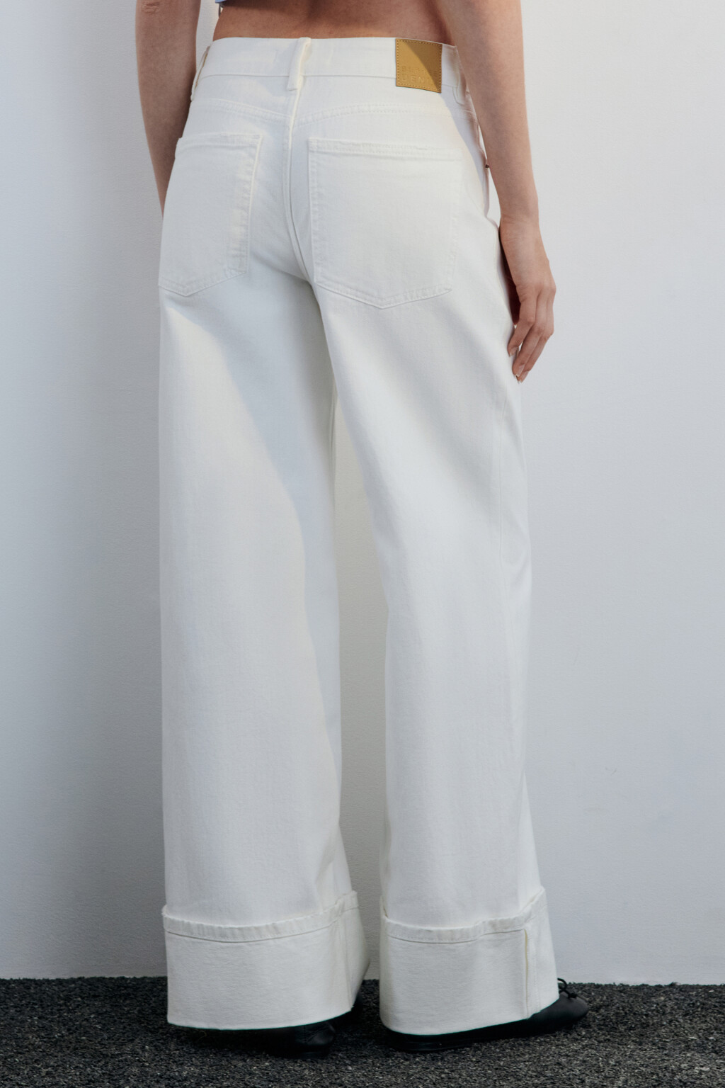 Джинсы wide leg широкие с подворотами - цвет белый - 3