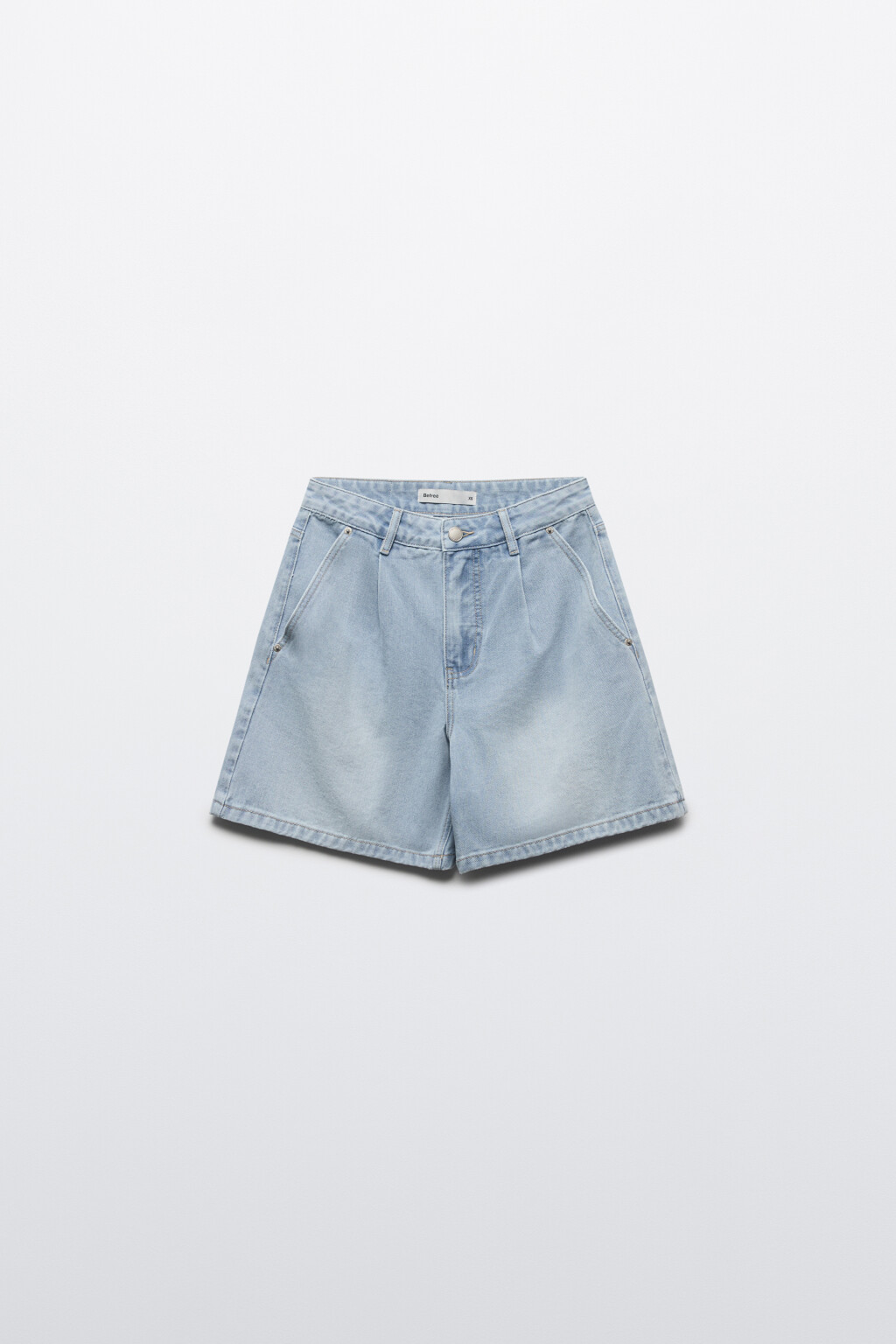 Шорты джинсовые с высокой посадкой - цвет голубой - 7