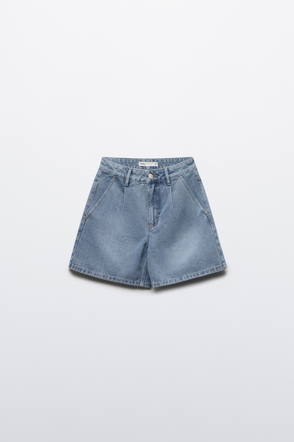 Шорты джинсовые с высокой посадкой - цвет голубой - 7