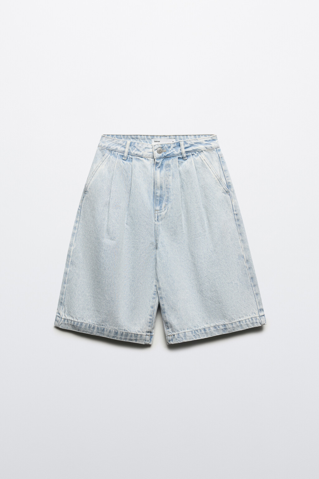 Шорты джинсовые со складками на поясе - цвет голубой - 7