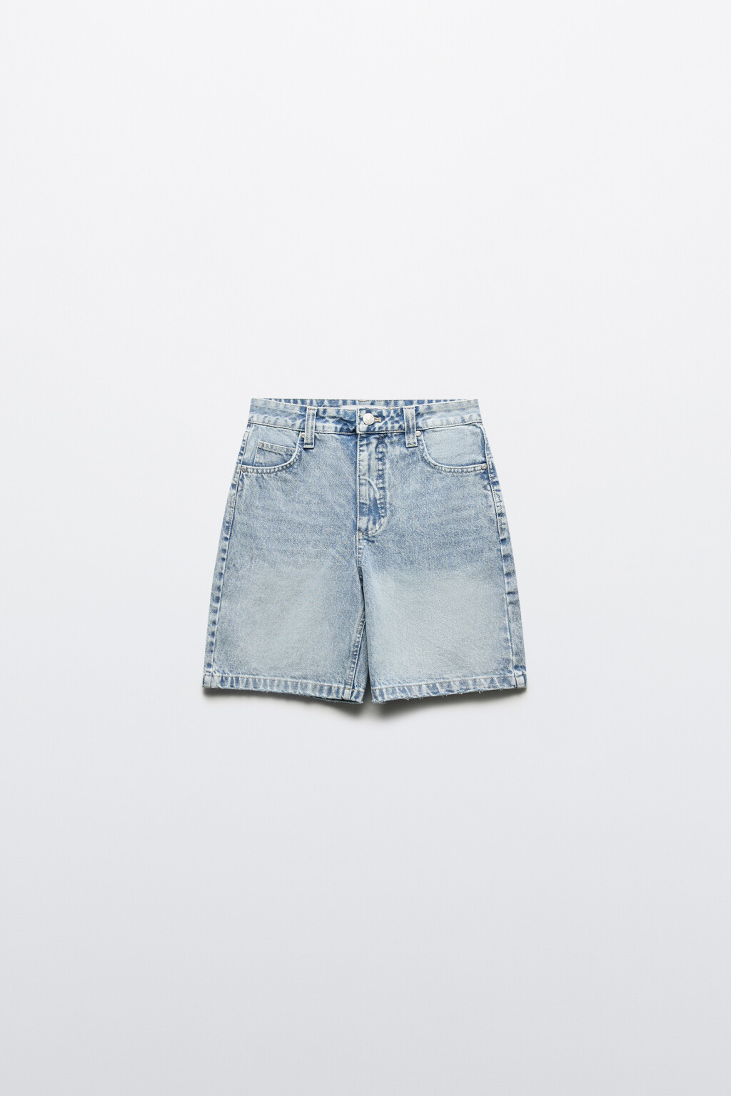 Шорты джинсовые с высокой посадкой - цвет голубой - 7