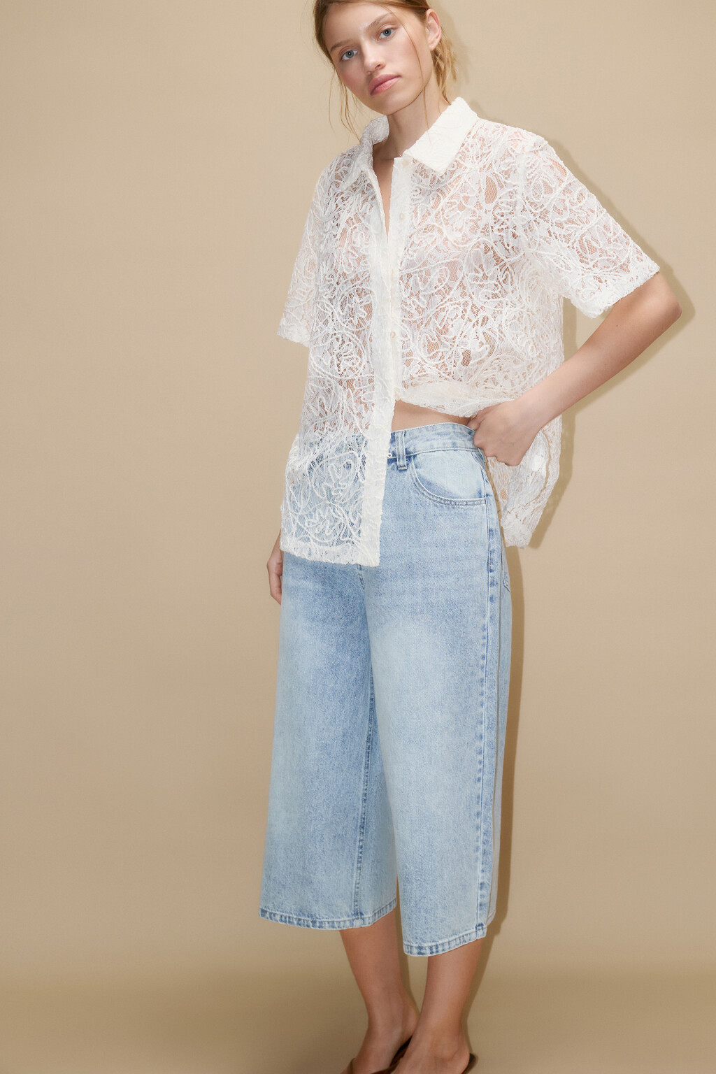 Шорты-бермуды джинсовые с низкой посадкой - цвет синий - 1