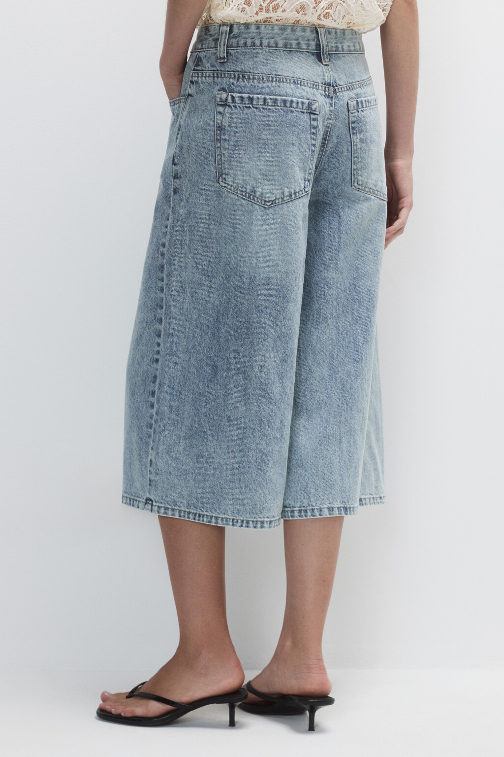 Шорты-бермуды джинсовые с низкой посадкой - цвет синий - 5