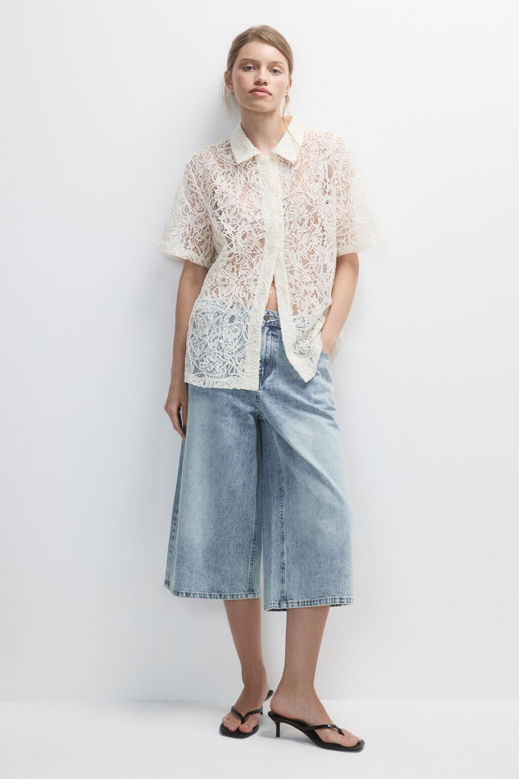 Шорты-бермуды джинсовые с низкой посадкой - цвет синий - 6