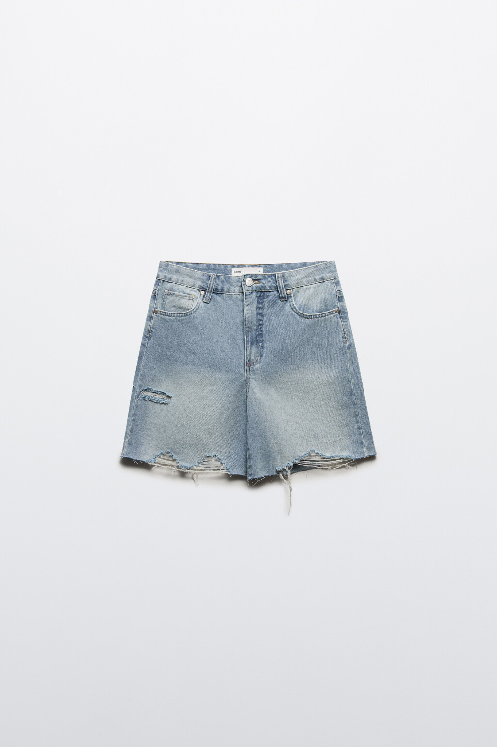 Шорты джинсовые с рваными краями - цвет голубой - 7