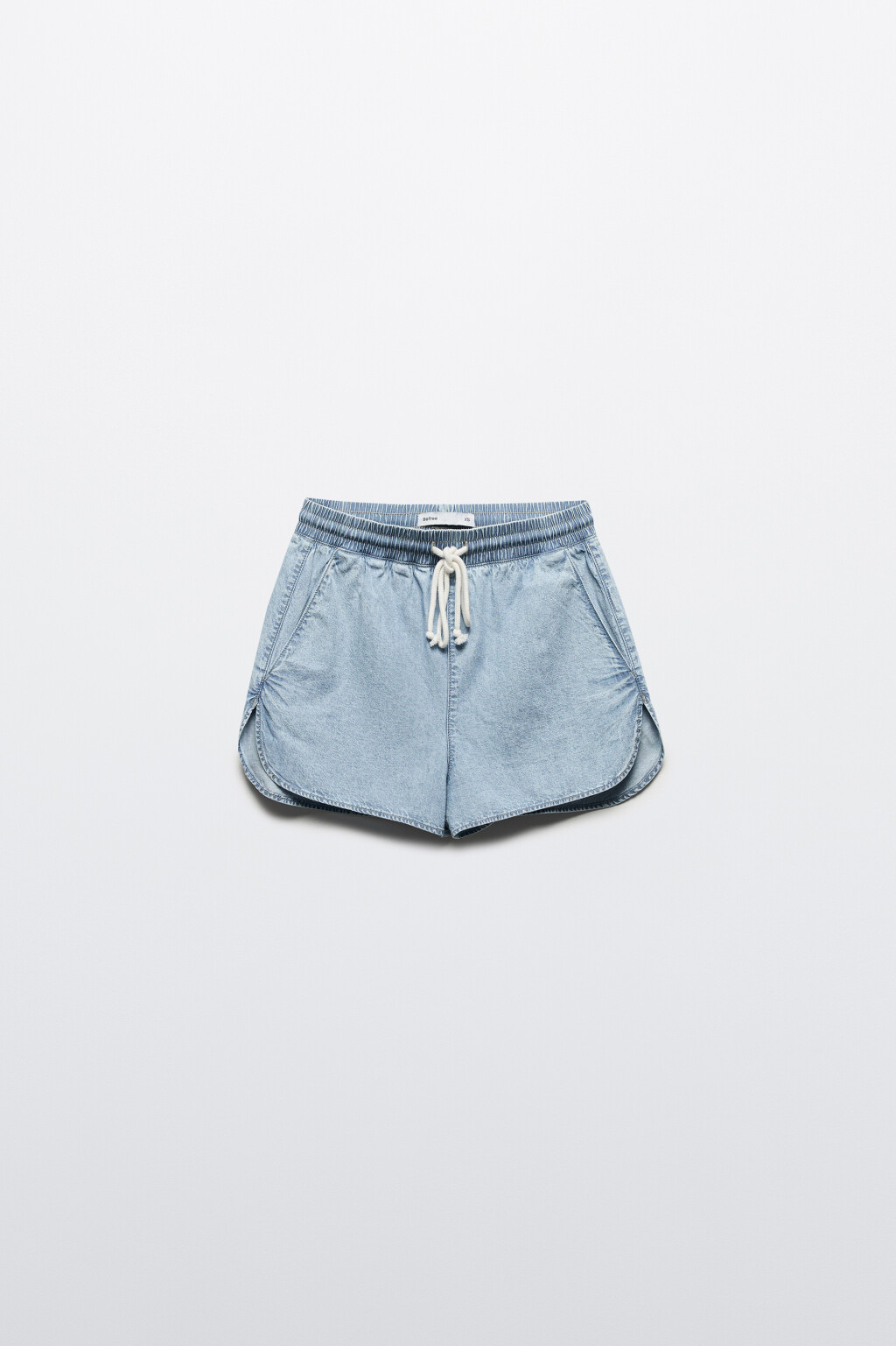 Шорты джинсовые с поясом на завязках - цвет голубой - 7