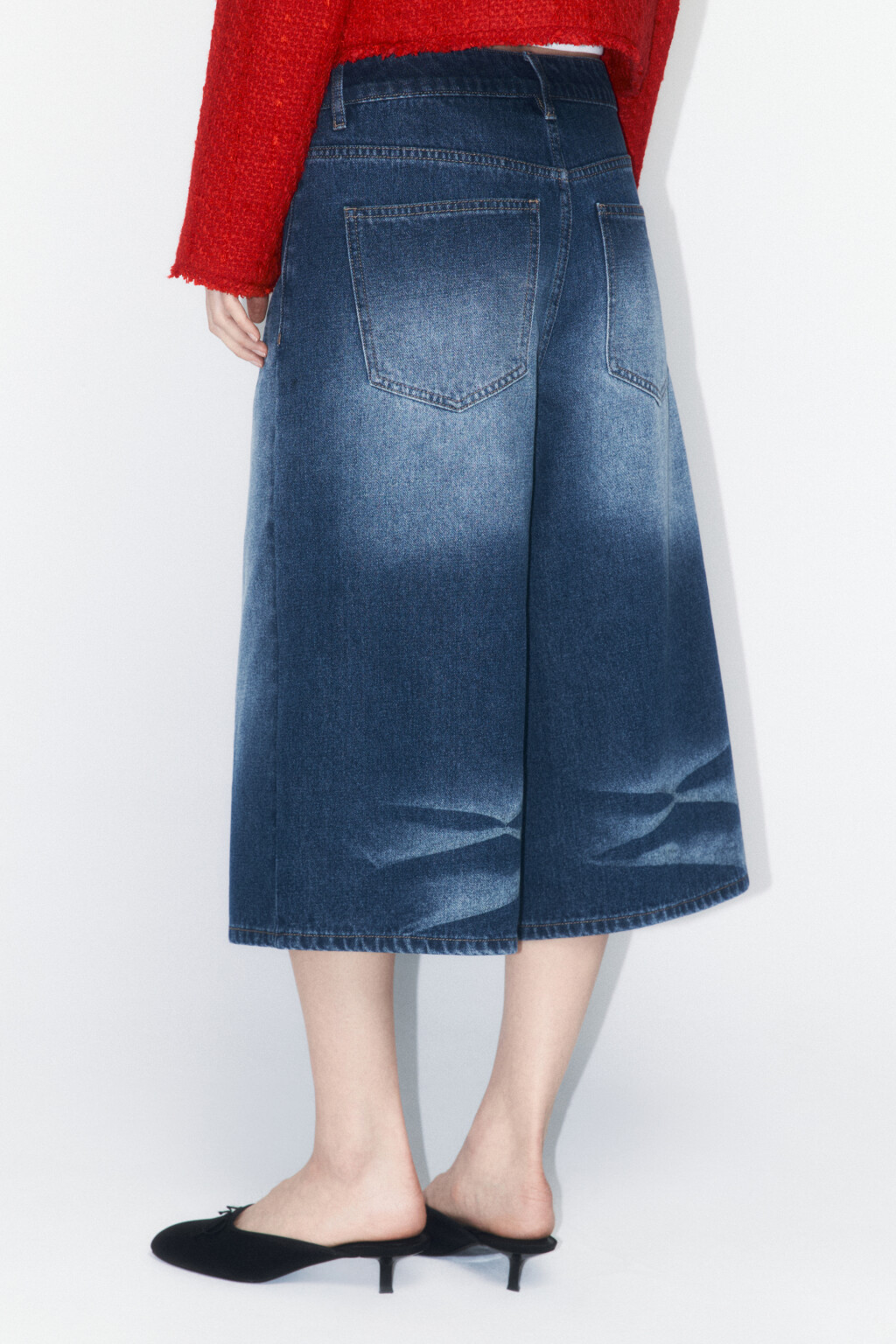 Шорты-бермуды джинсовые с низкой посадкой - цвет голубой - 2