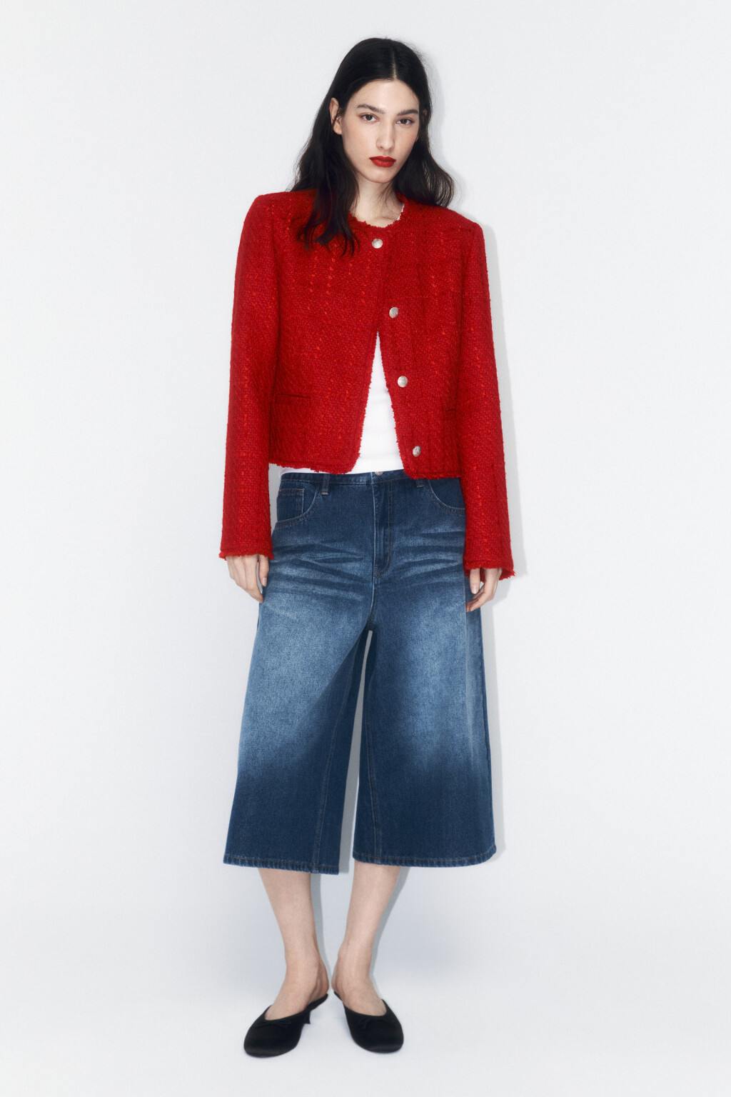 Шорты-бермуды джинсовые с низкой посадкой - цвет голубой - 4