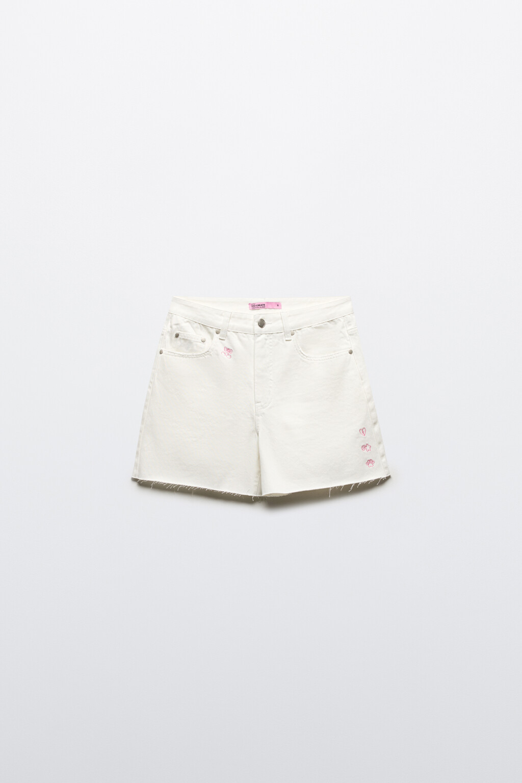 Шорты мини джинсовые с вышивкой - цвет белый - 9