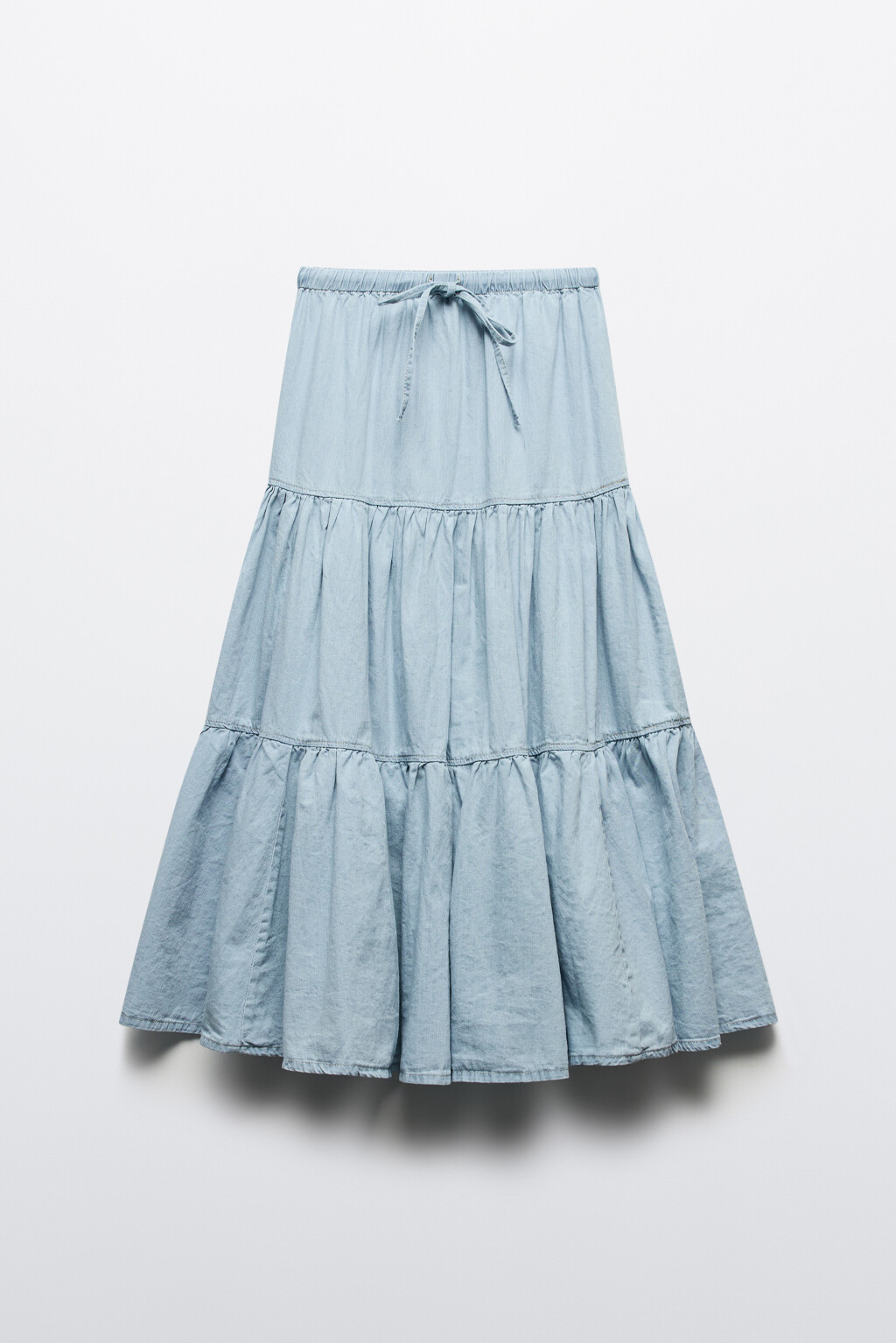 Юбка-трапеция макси джинсовая - цвет голубой - 7