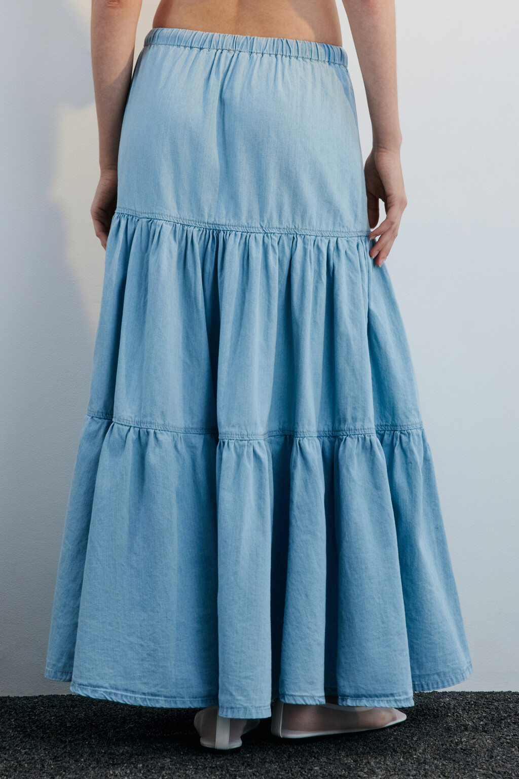 Юбка-трапеция макси джинсовая - цвет голубой - 2