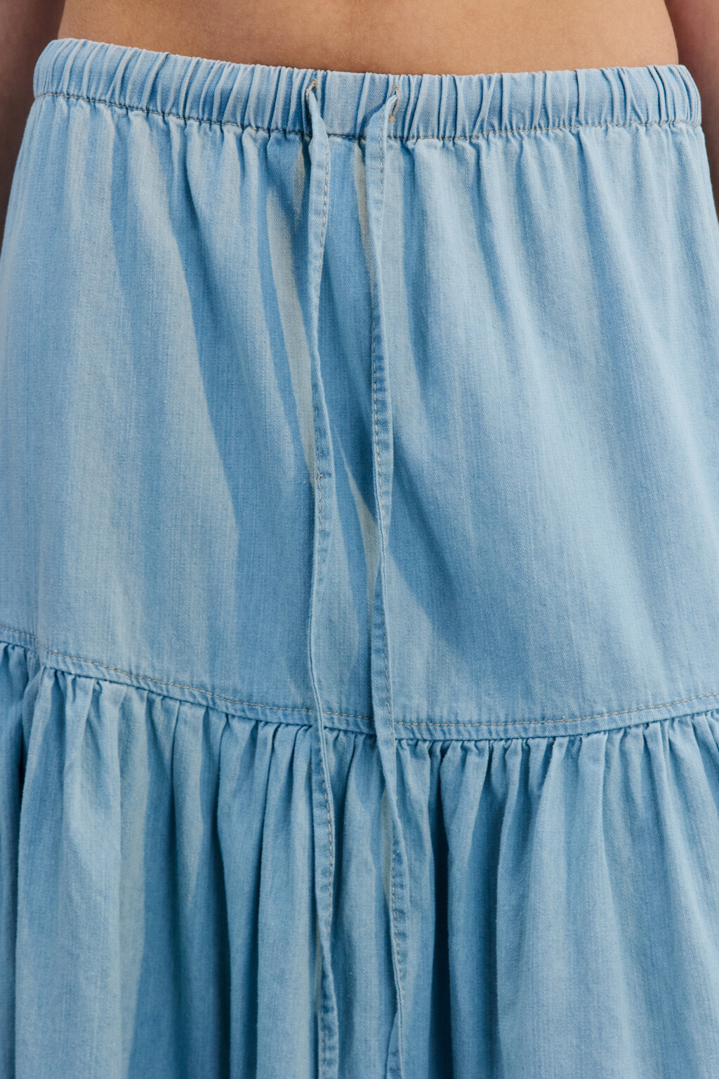 Юбка-трапеция макси джинсовая - цвет голубой - 5