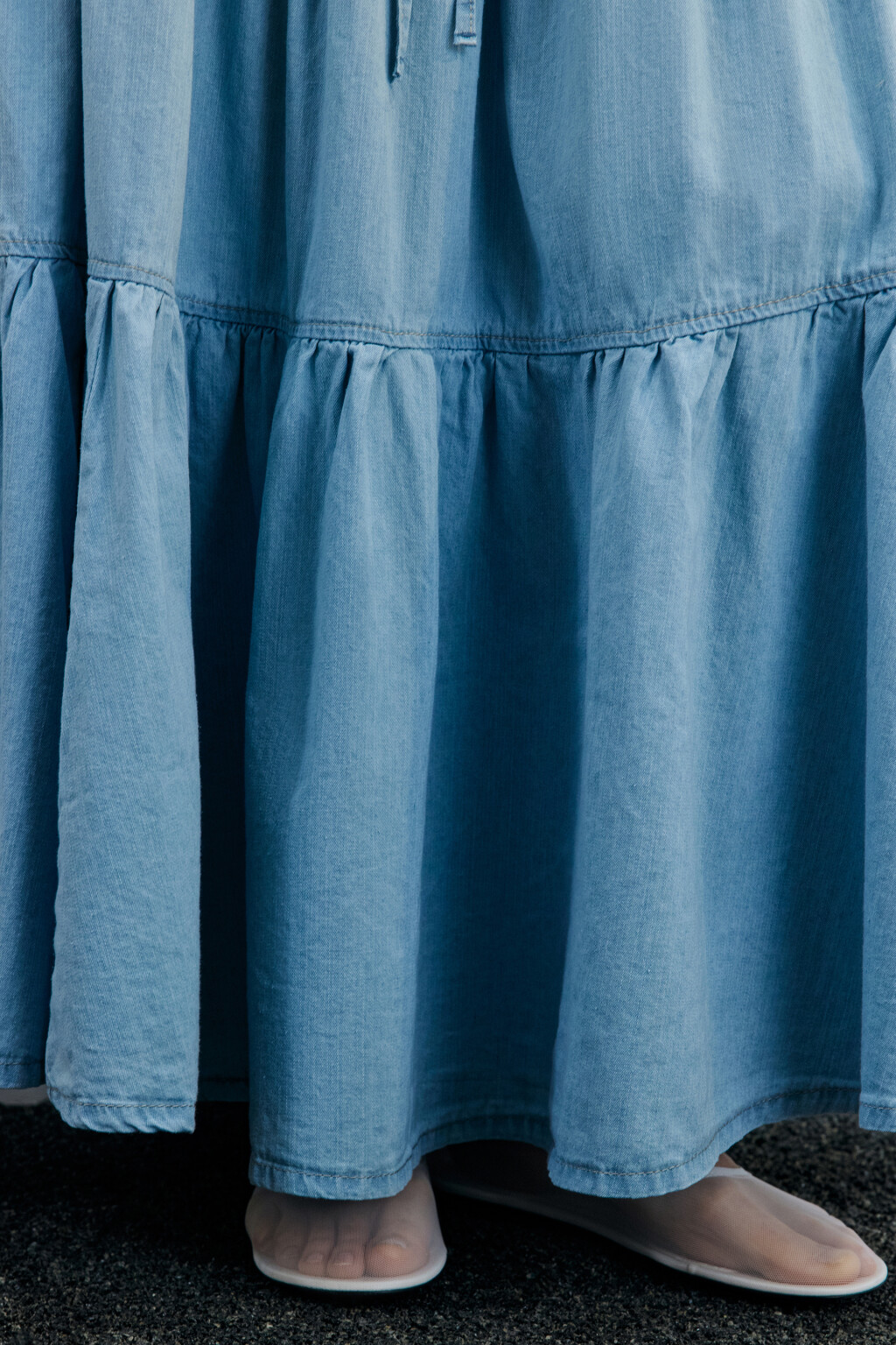 Юбка-трапеция макси джинсовая - цвет голубой - 6