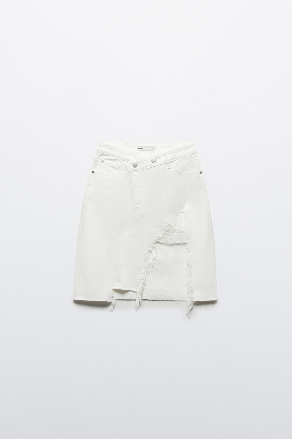 Юбка мини джинсовая рваная - цвет белый - 8