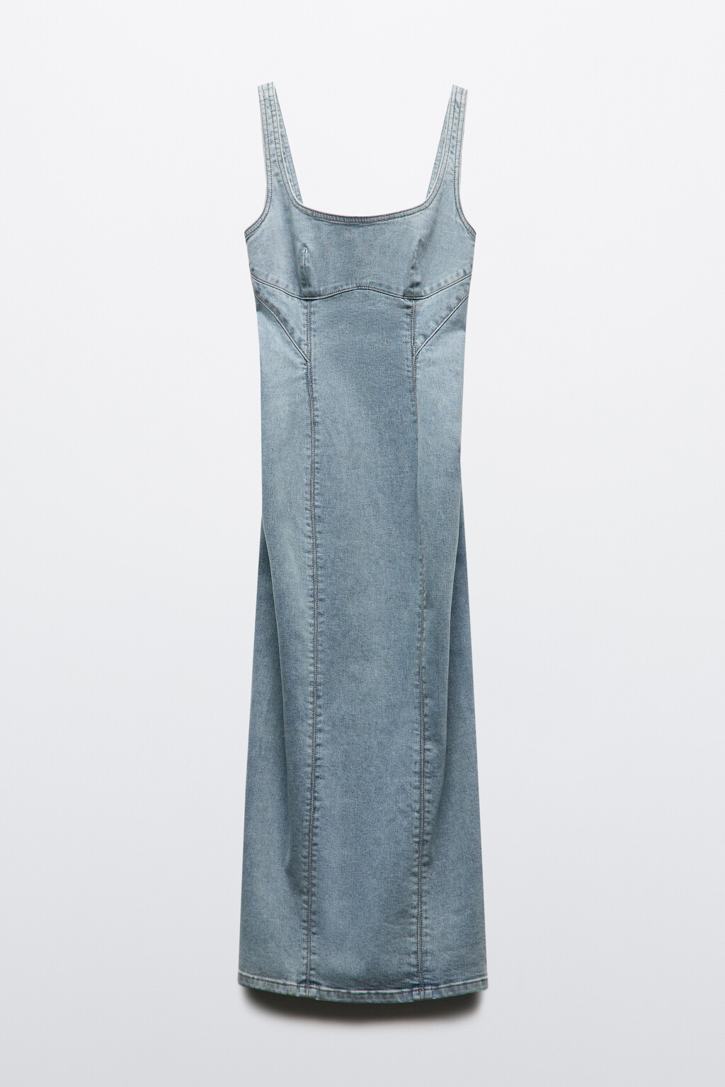 Платье джинсовое облегающее с разрезом - цвет голубой - 7