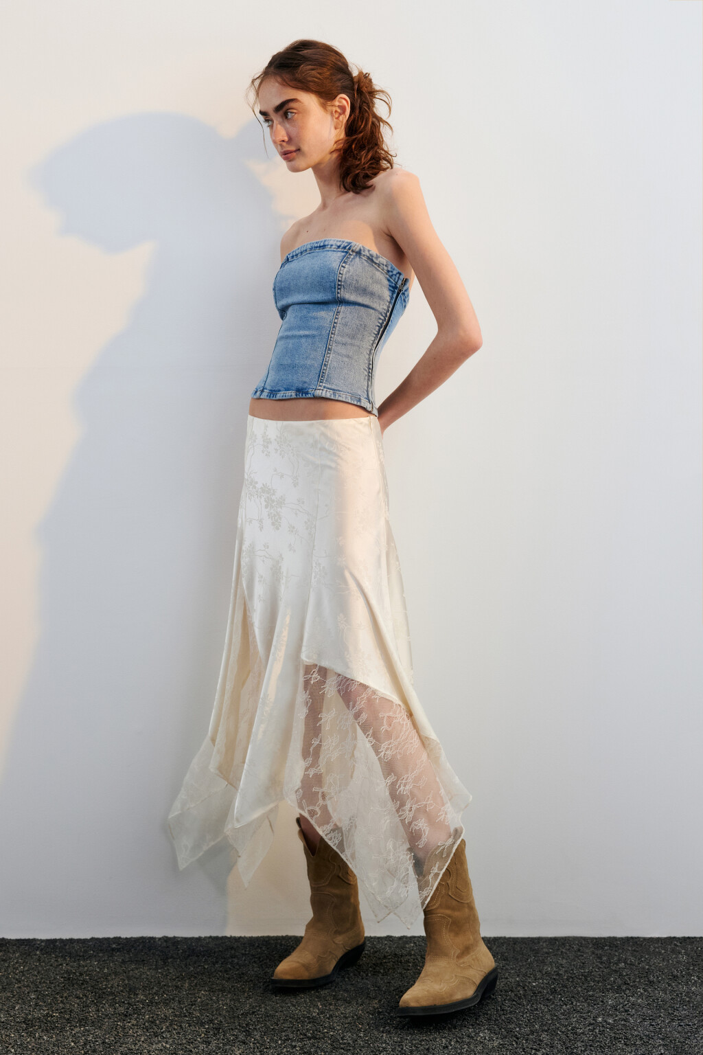 Топ-бандо джинсовый без бретелек - цвет голубой - 5