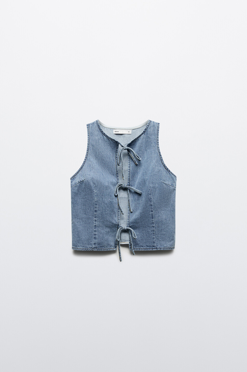 Жилет джинсовый на завязках - цвет голубой - 9