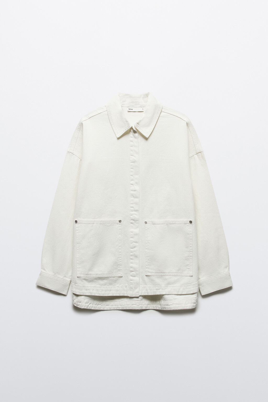 Рубашка джинсовая с накладными карманами - цвет белый - 9