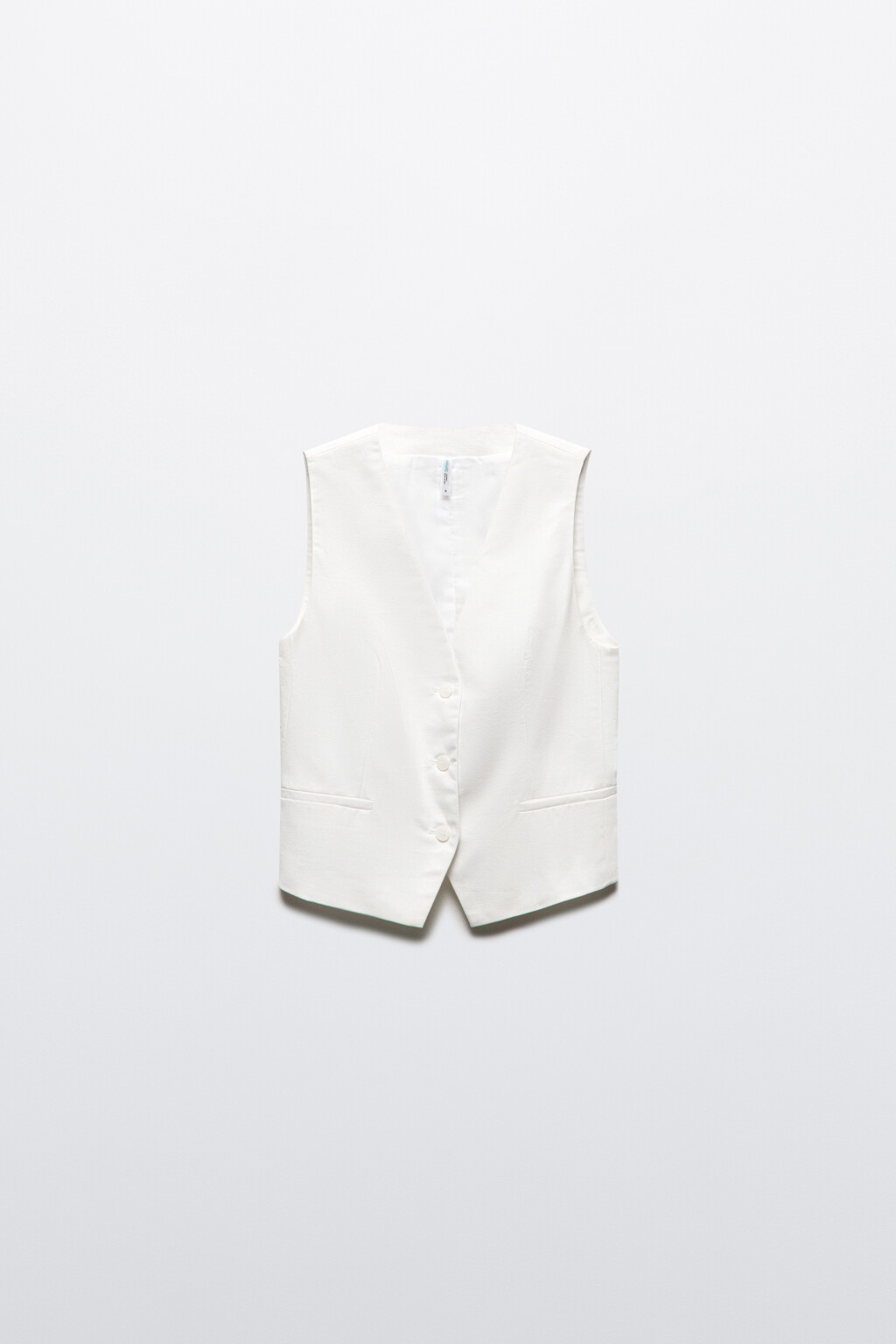 Жилет костюмный из ткани со льном - цвет белый - 7