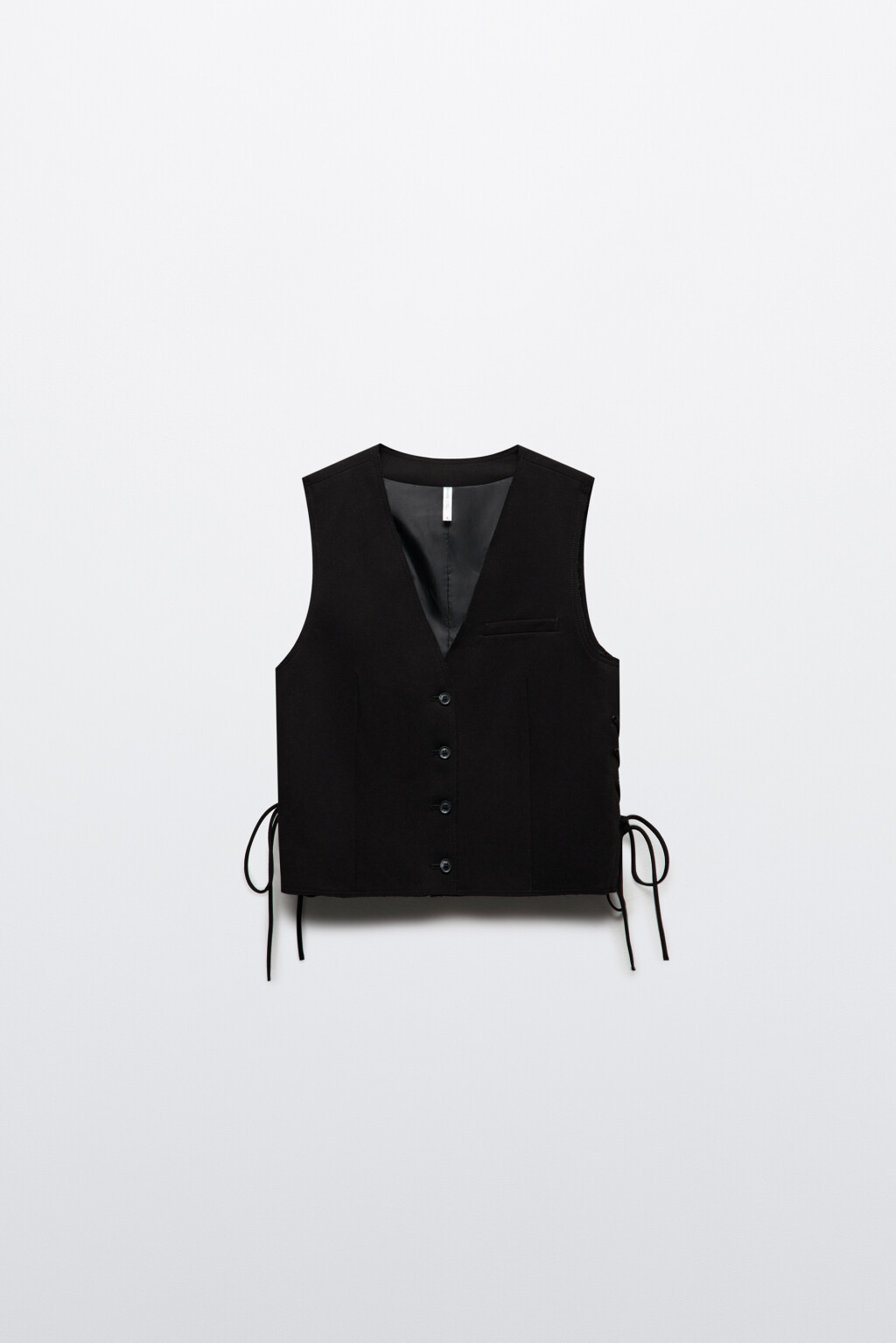 Жилет костюмный с разрезами и шнуровкой - цвет черный - 7