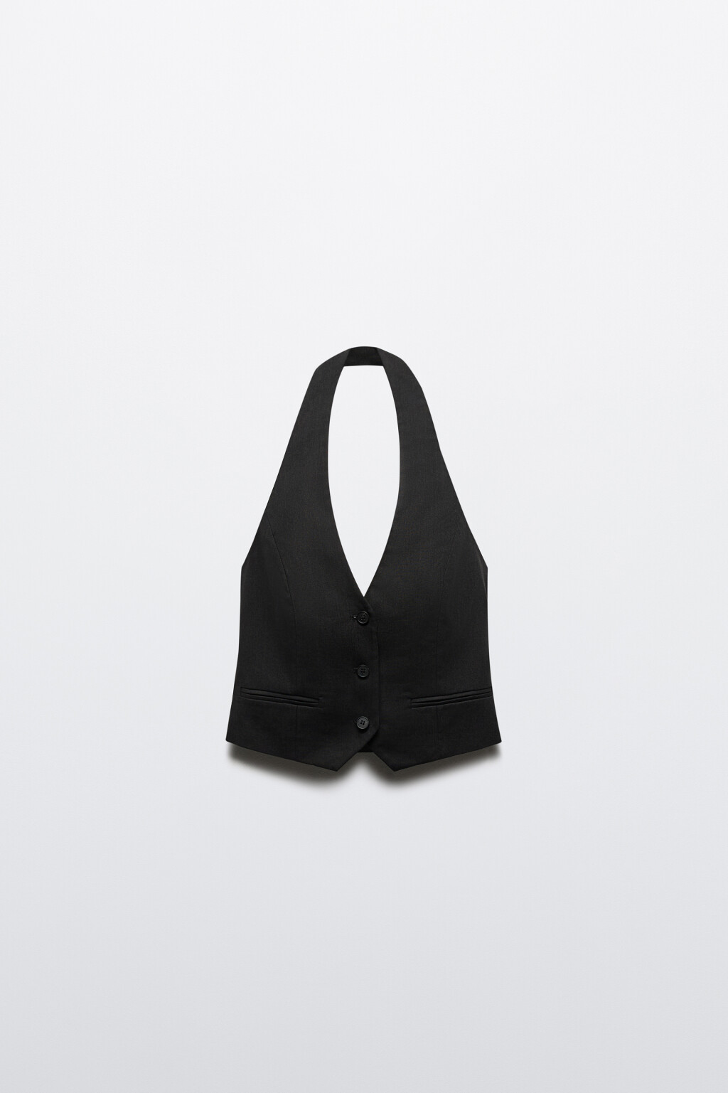 Жилет-бандо из льняной ткани - цвет черный - 8