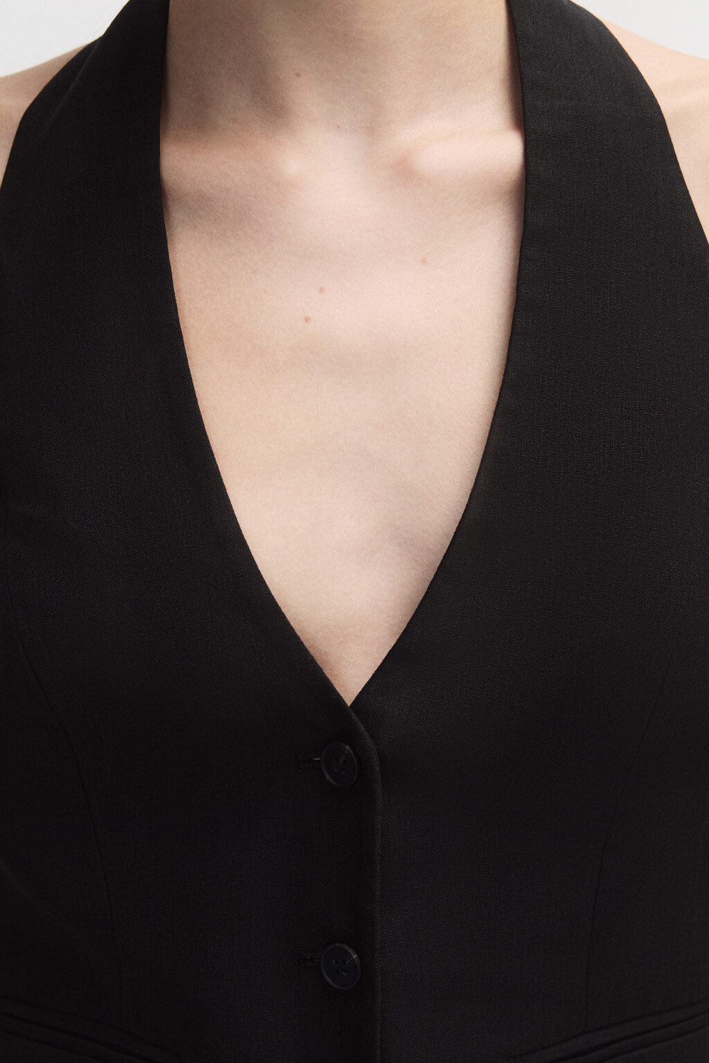 Жилет-бандо из льняной ткани - цвет черный - 6