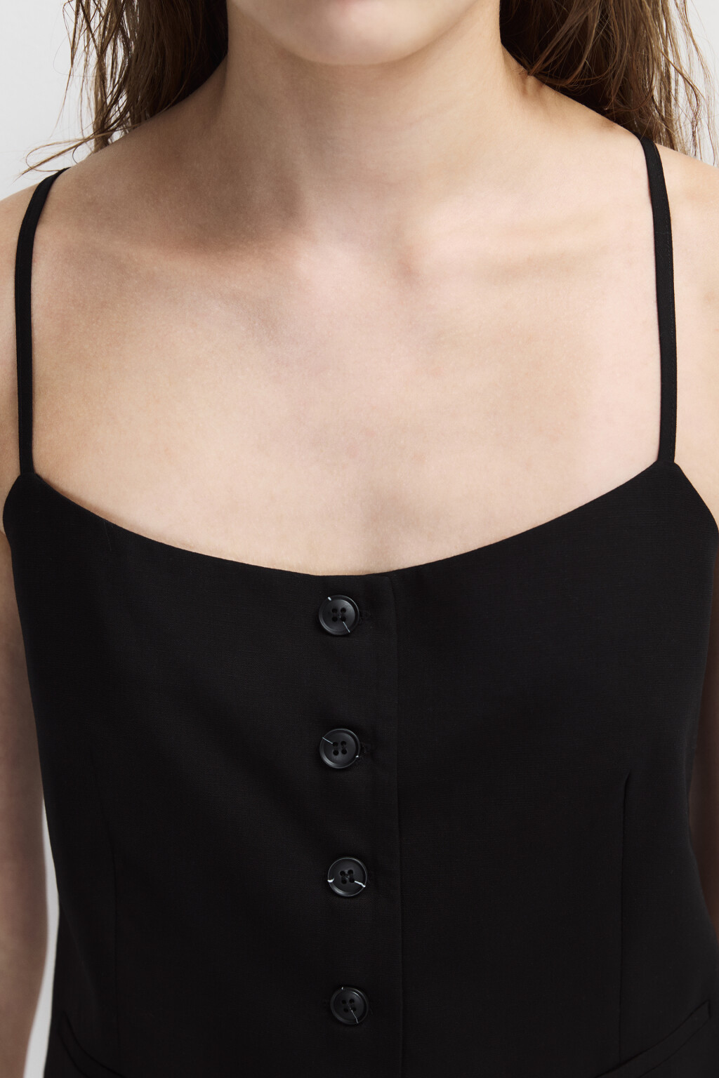 Топ-жилет на тонких бретельках - цвет черный - 6