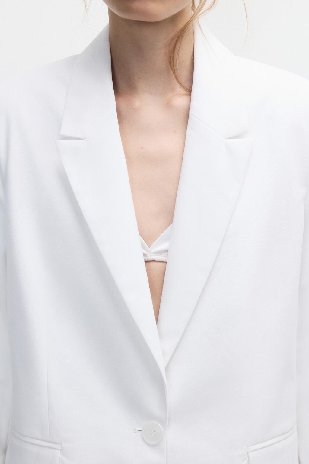 Пиджак однобортный из ткани со льном - цвет белый - 7