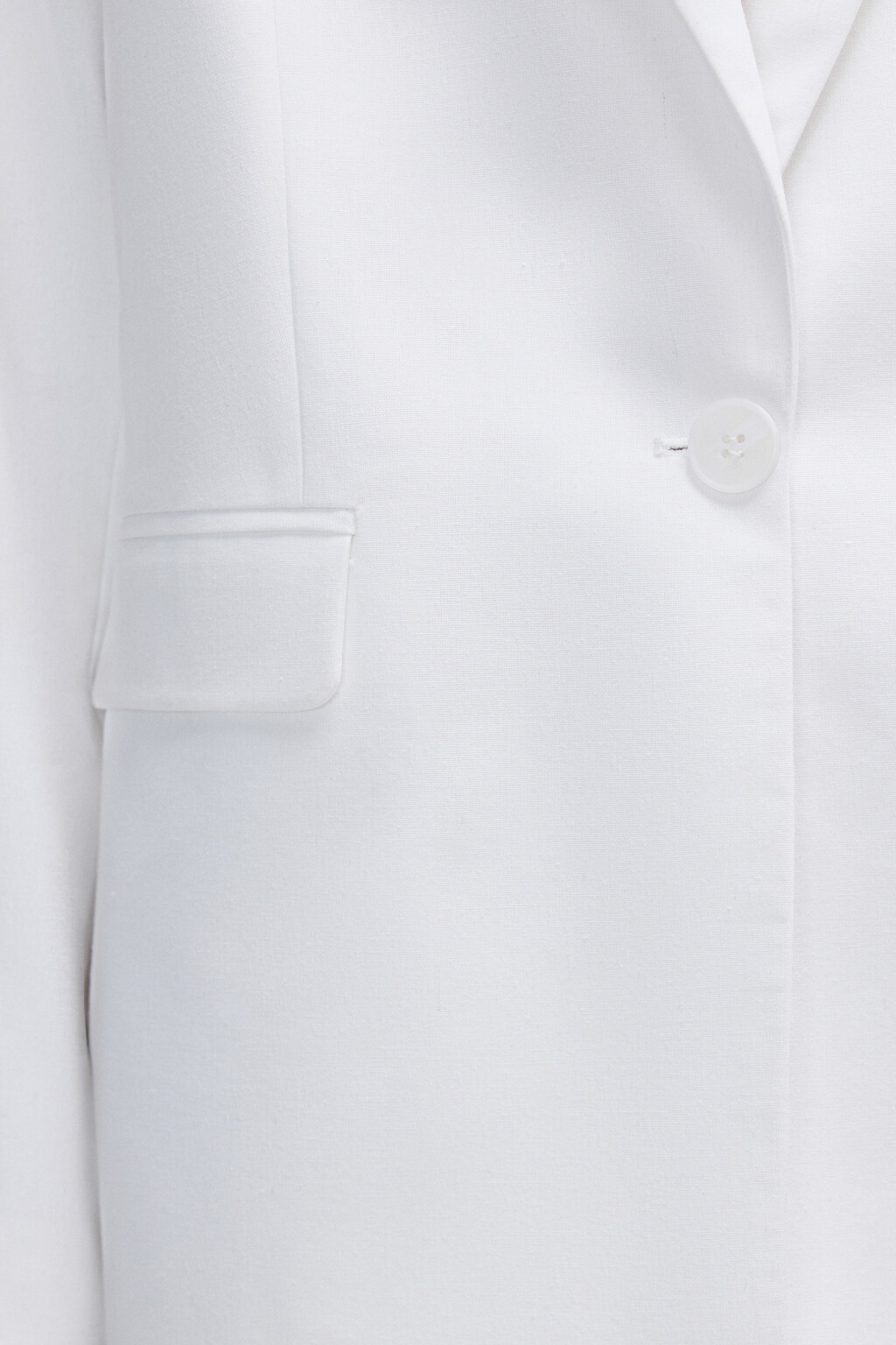 Пиджак однобортный из ткани со льном - цвет белый - 8