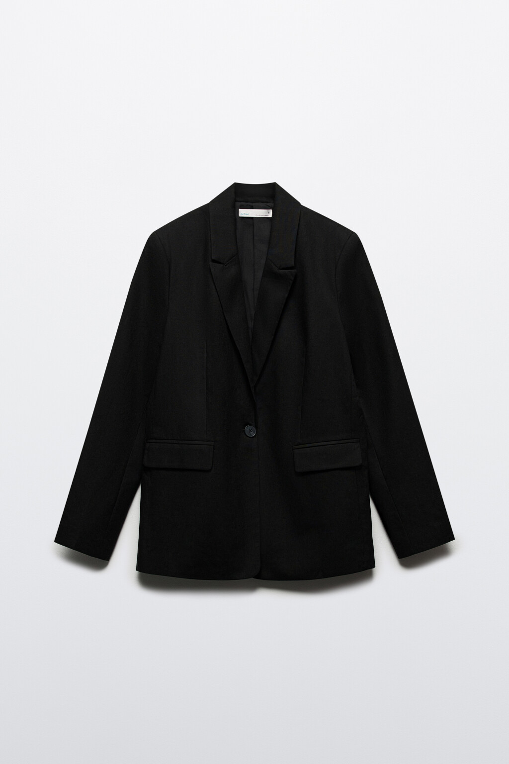 Пиджак однобортный из ткани со льном - цвет черный - 9