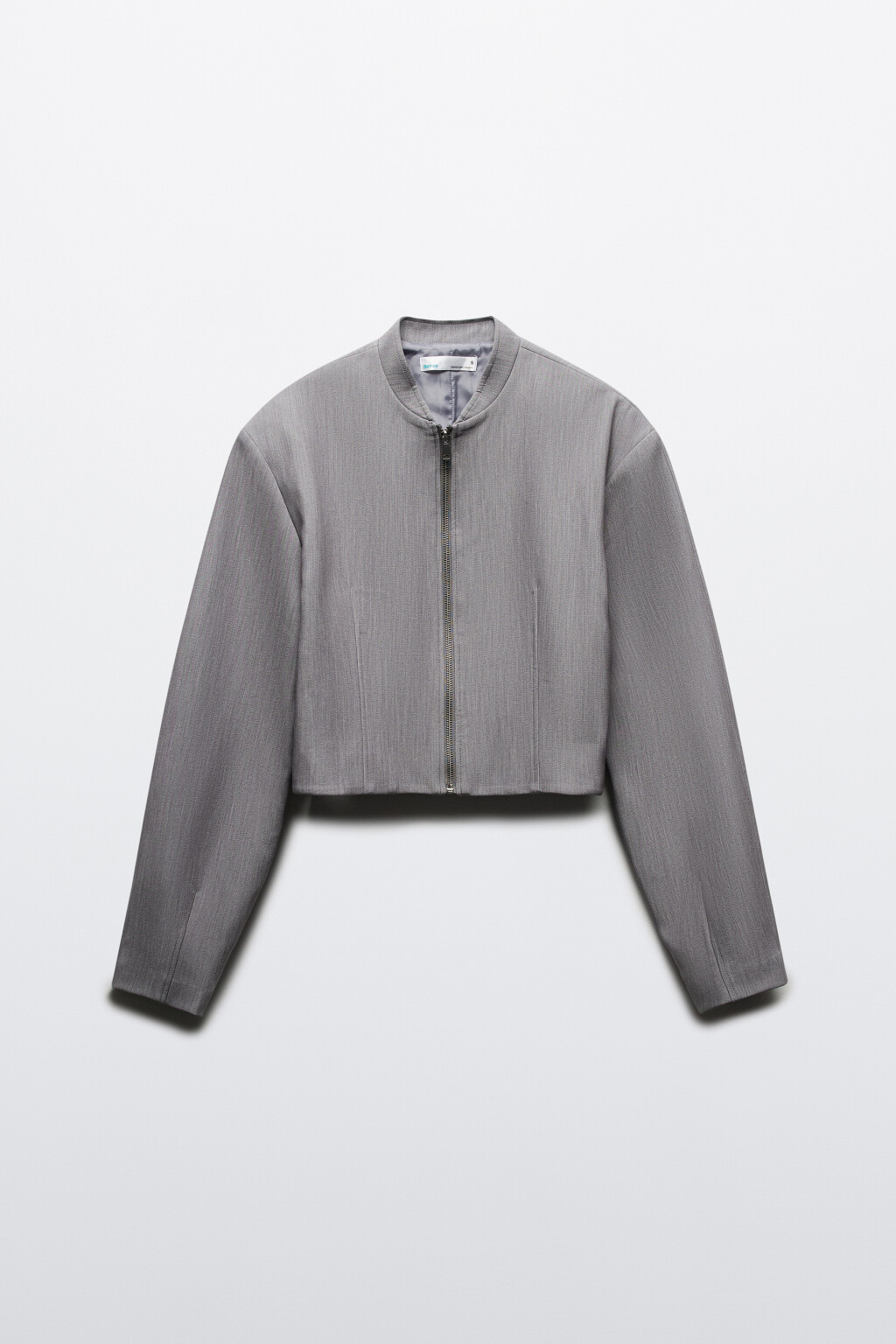 Жакет oversize укороченный на молнии - цвет серый - 9