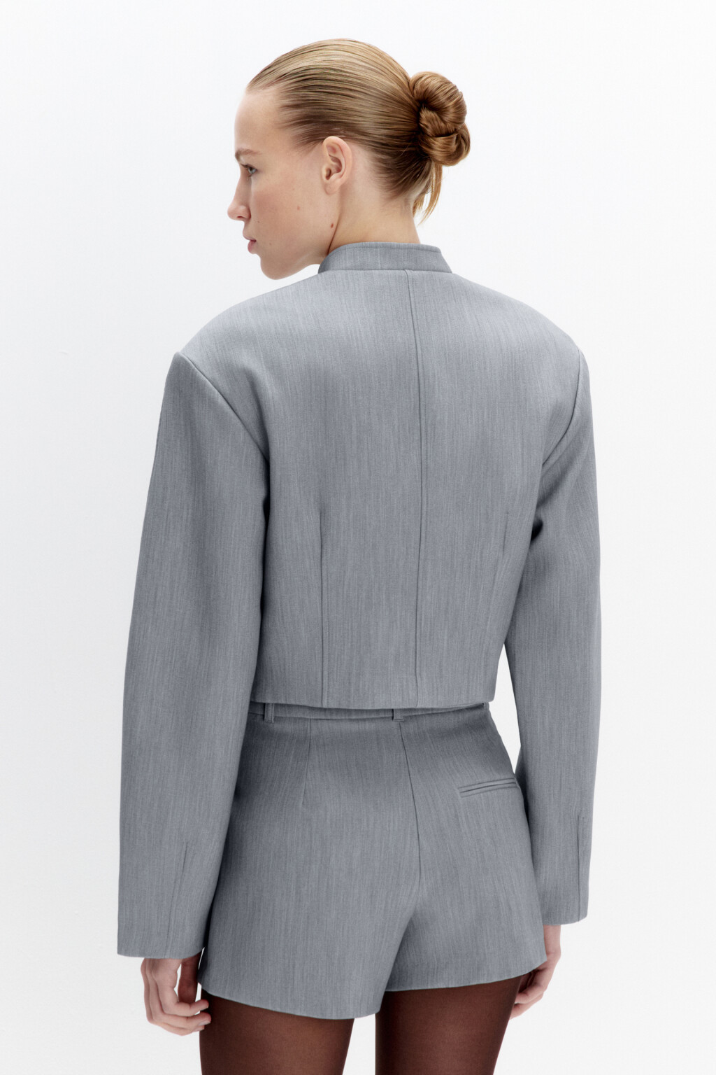 Жакет oversize укороченный на молнии - цвет серый - 3