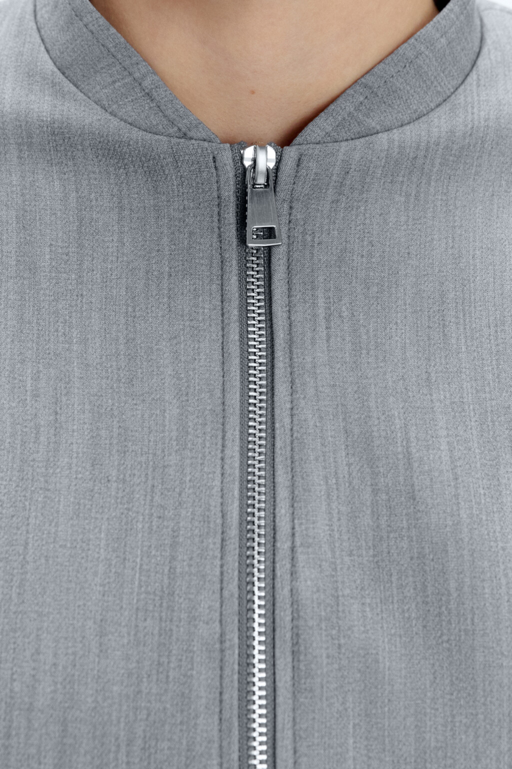 Жакет oversize укороченный на молнии - цвет серый - 5