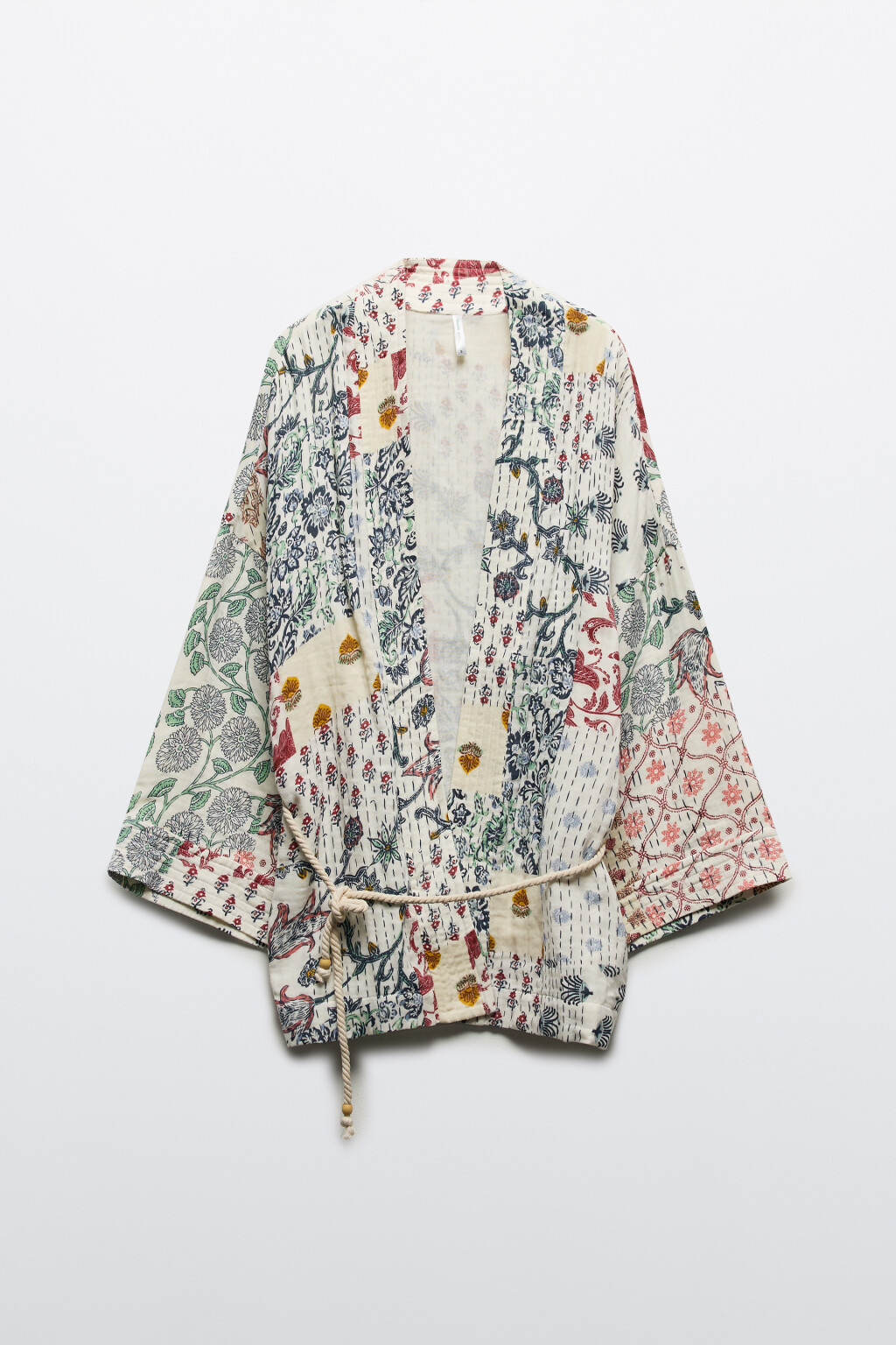 Блузка-кимоно с поясом - цвет мультиколор - 8