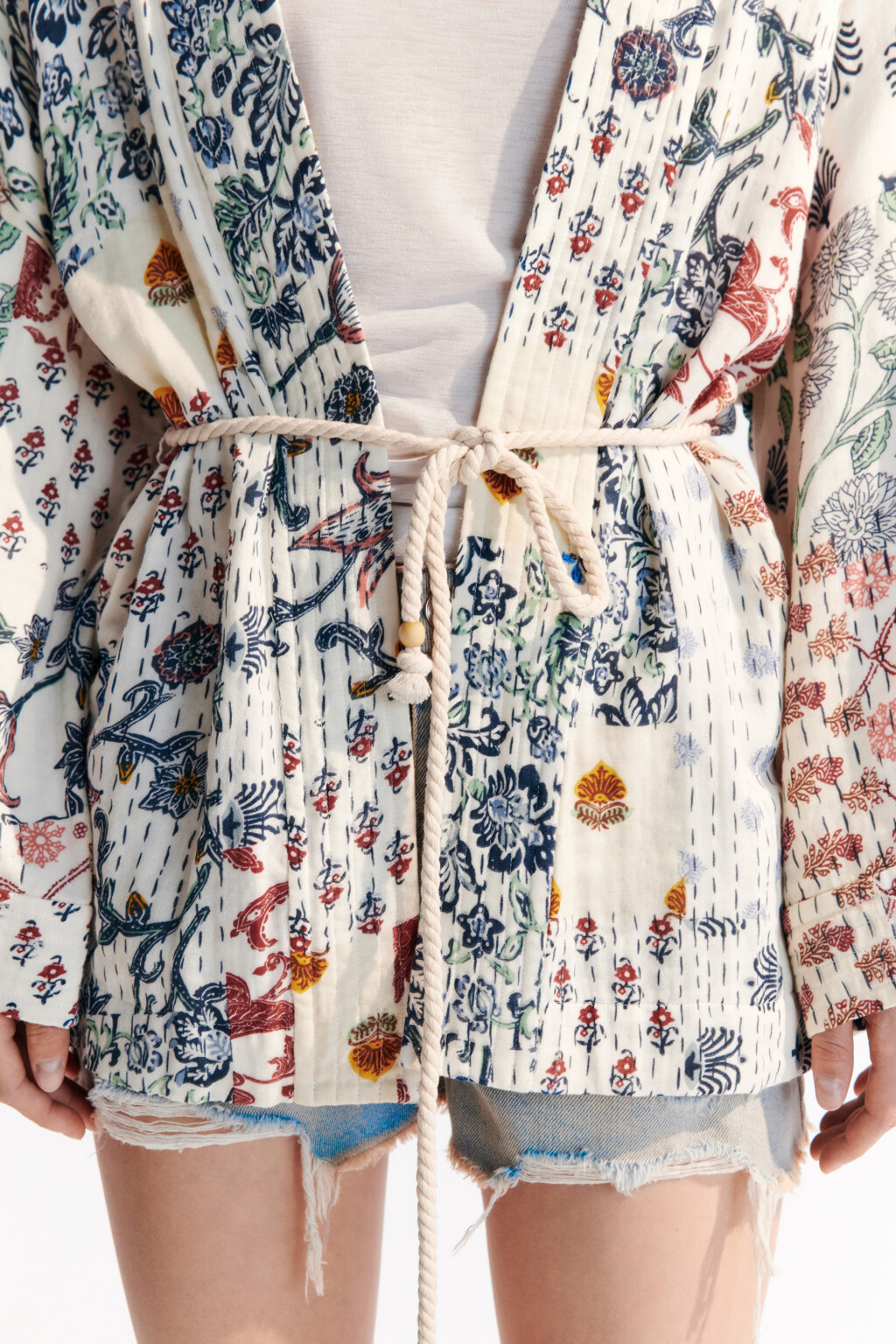 Блузка-кимоно с поясом - цвет мультиколор - 6