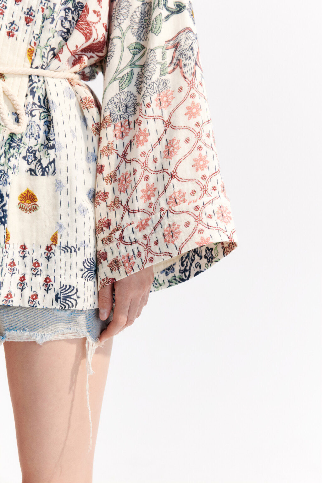 Блузка-кимоно с поясом - цвет мультиколор - 7