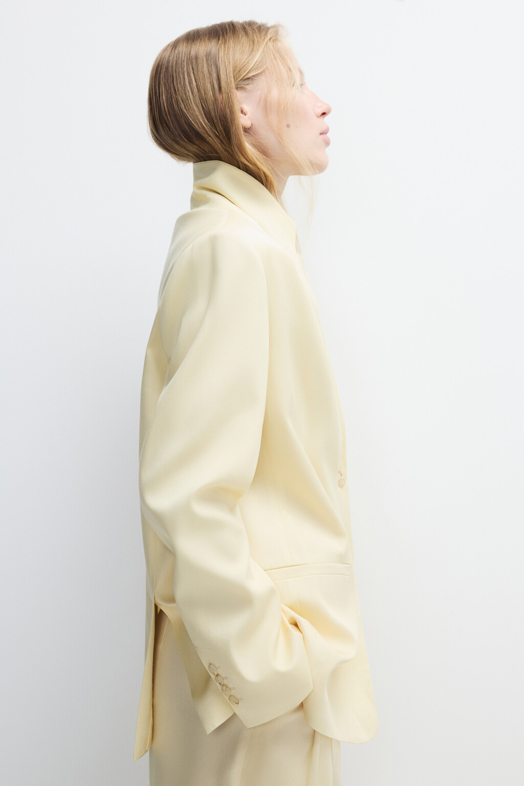 Пиджак однобортный из тенсела - цвет ванильный - 2