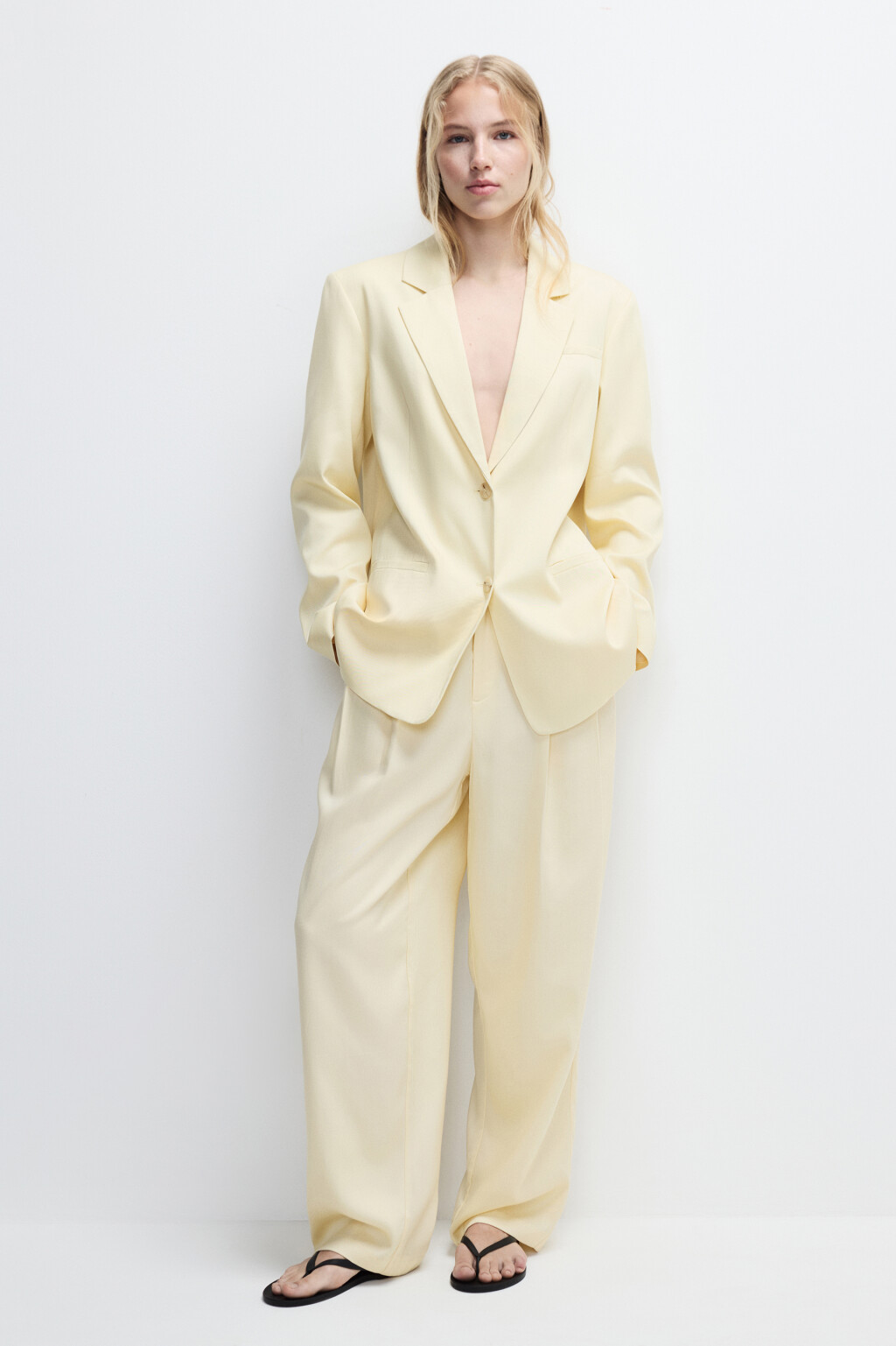 Пиджак однобортный из тенсела - цвет ванильный - 5